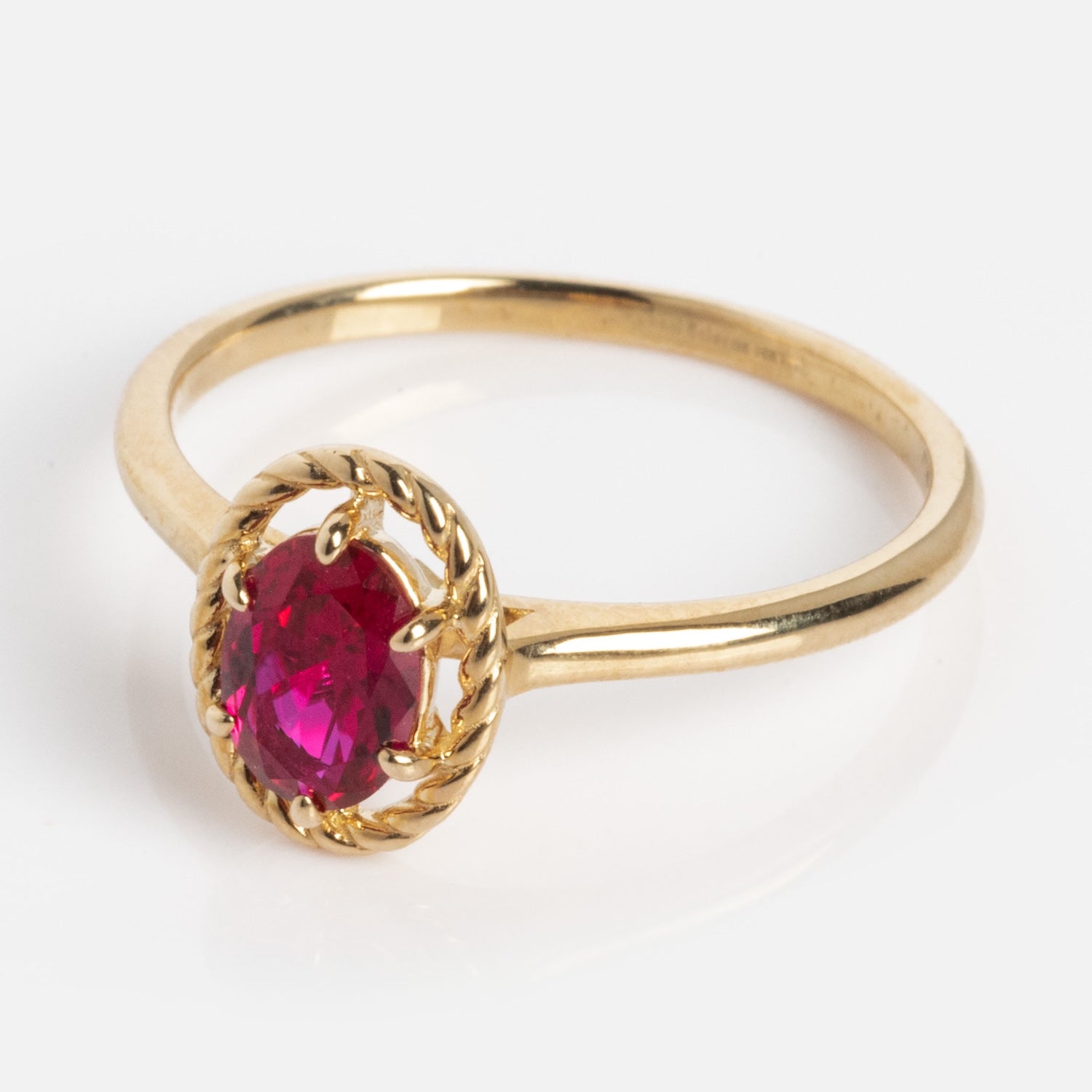 10k Lucky In Red Ruby Halo Ring-Koogrl