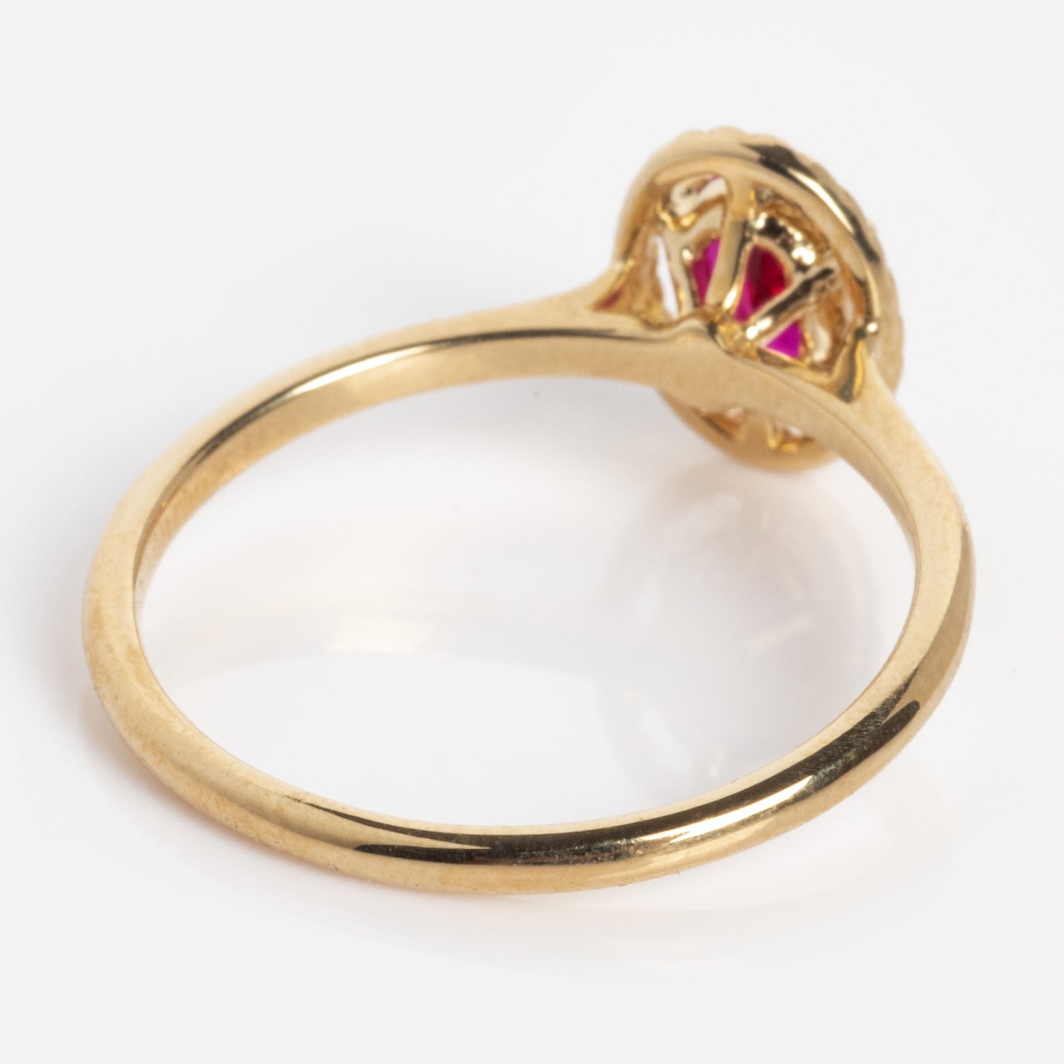 10k Lucky In Red Ruby Halo Ring-Koogrl