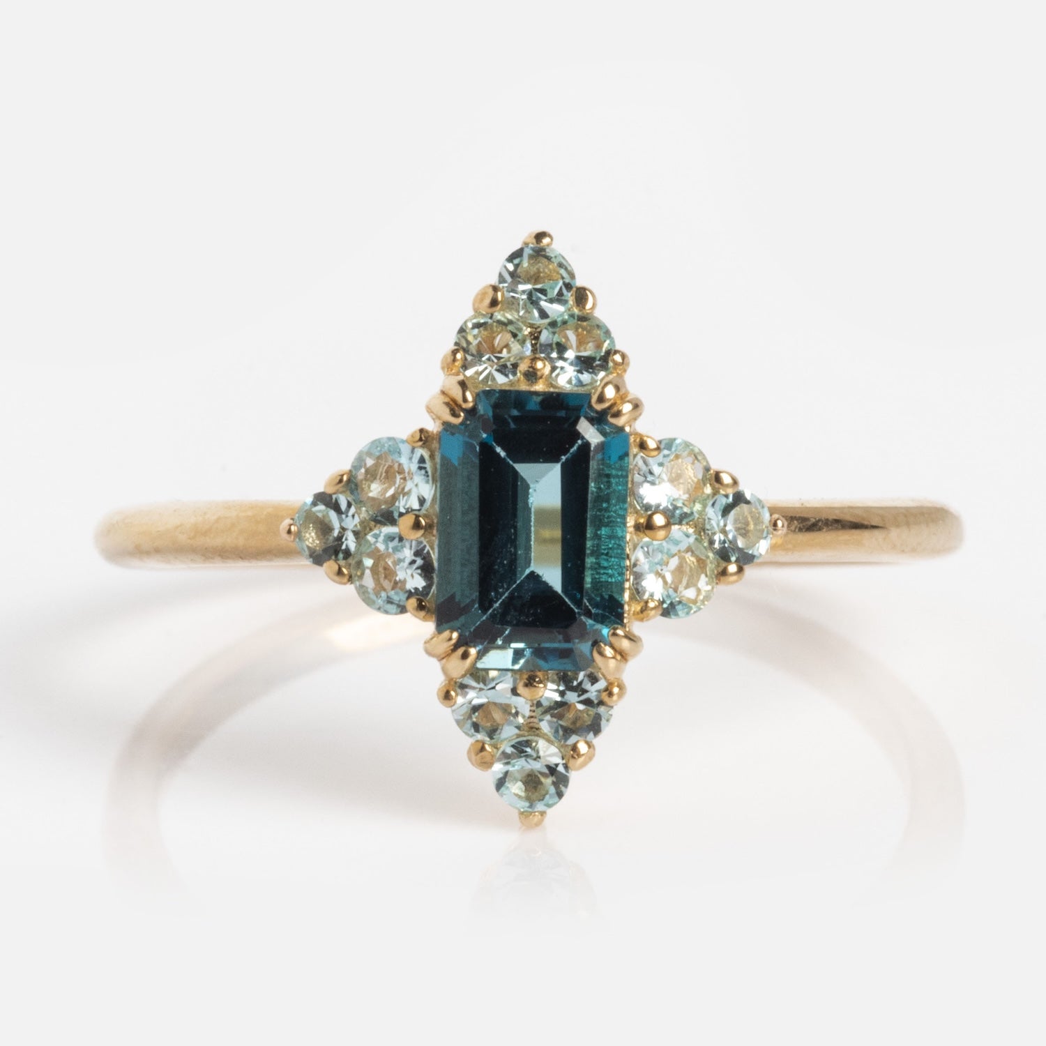 10k Snow Queen Blue Topaz Cluster Ring-Koogrl