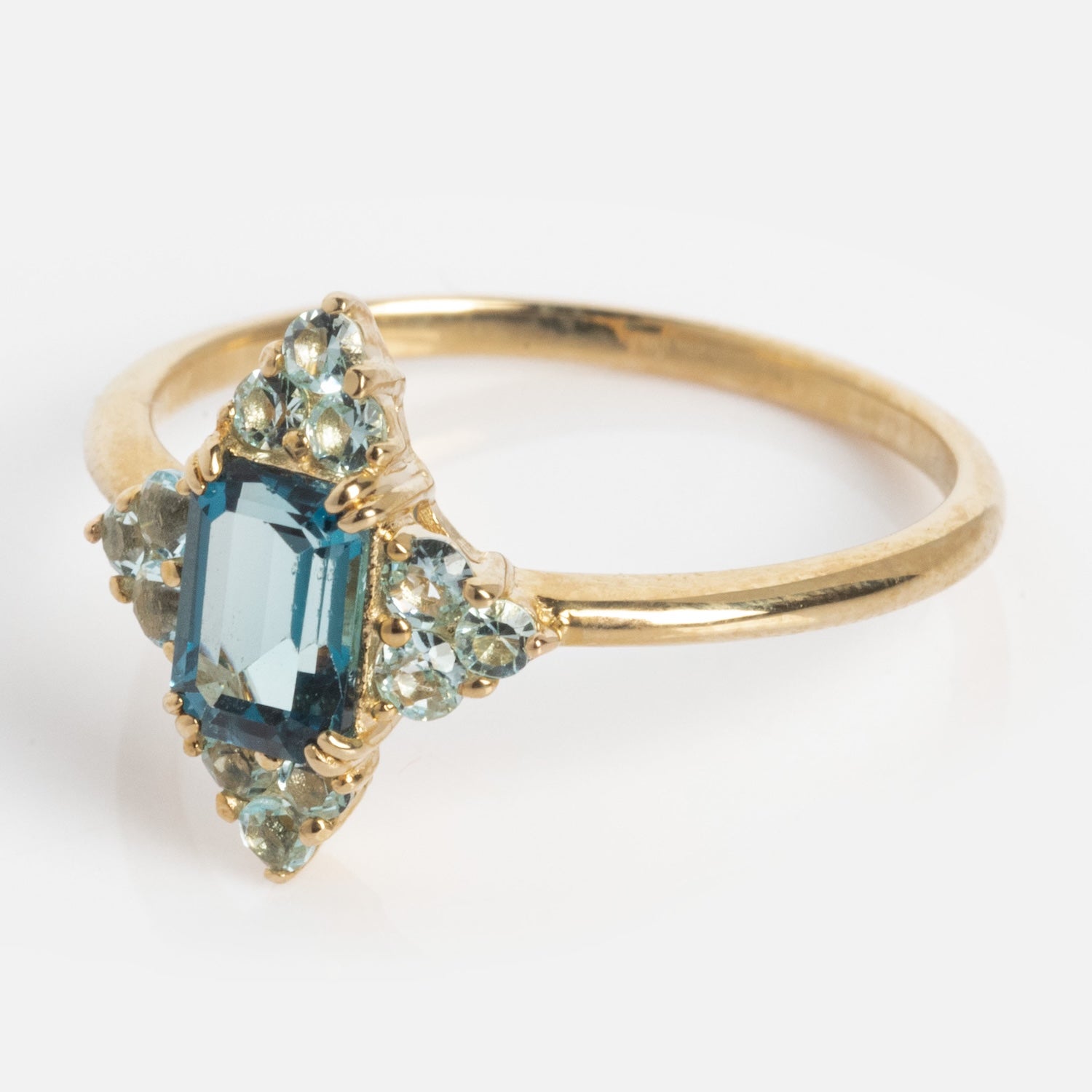 10k Snow Queen Blue Topaz Cluster Ring-Koogrl