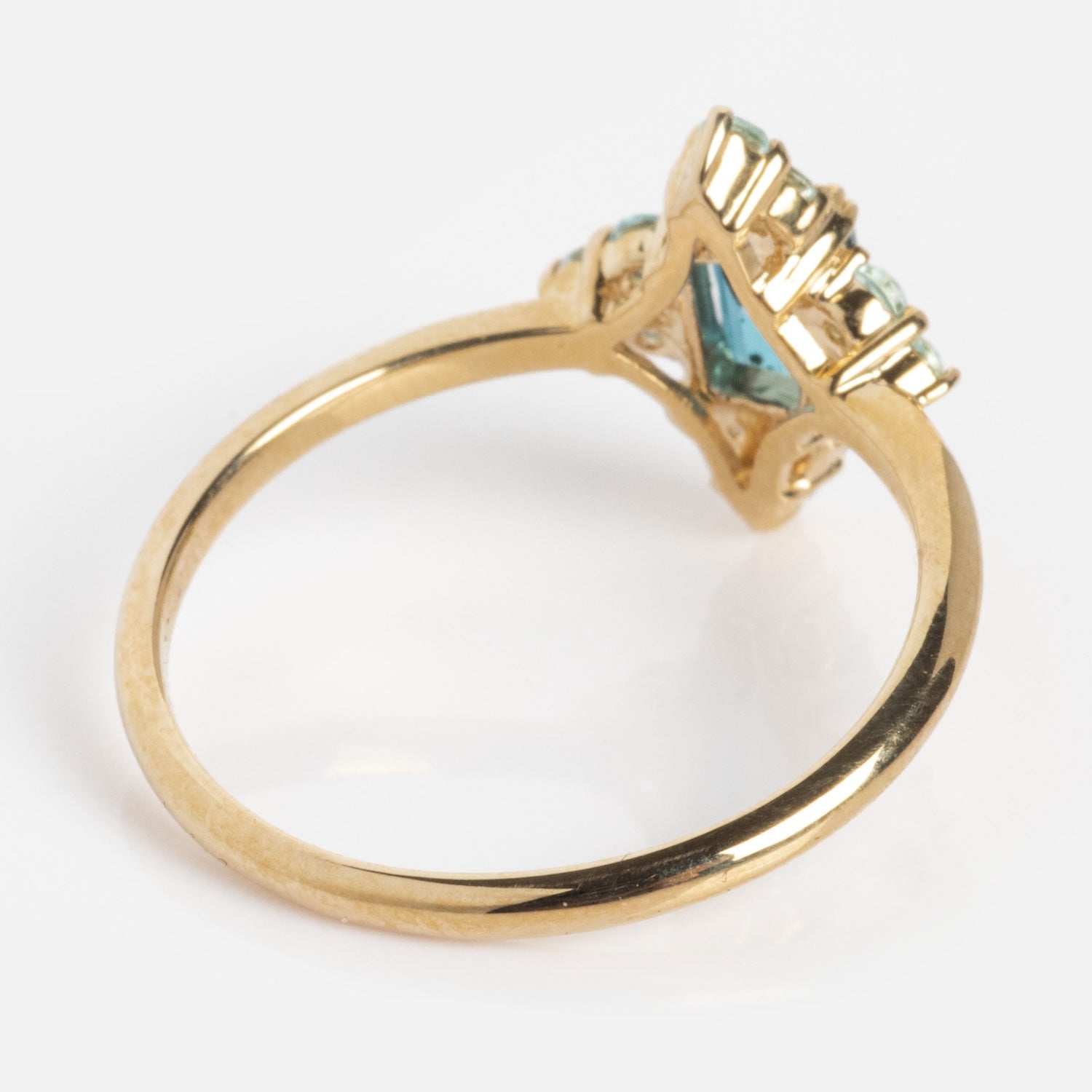 10k Snow Queen Blue Topaz Cluster Ring-Koogrl