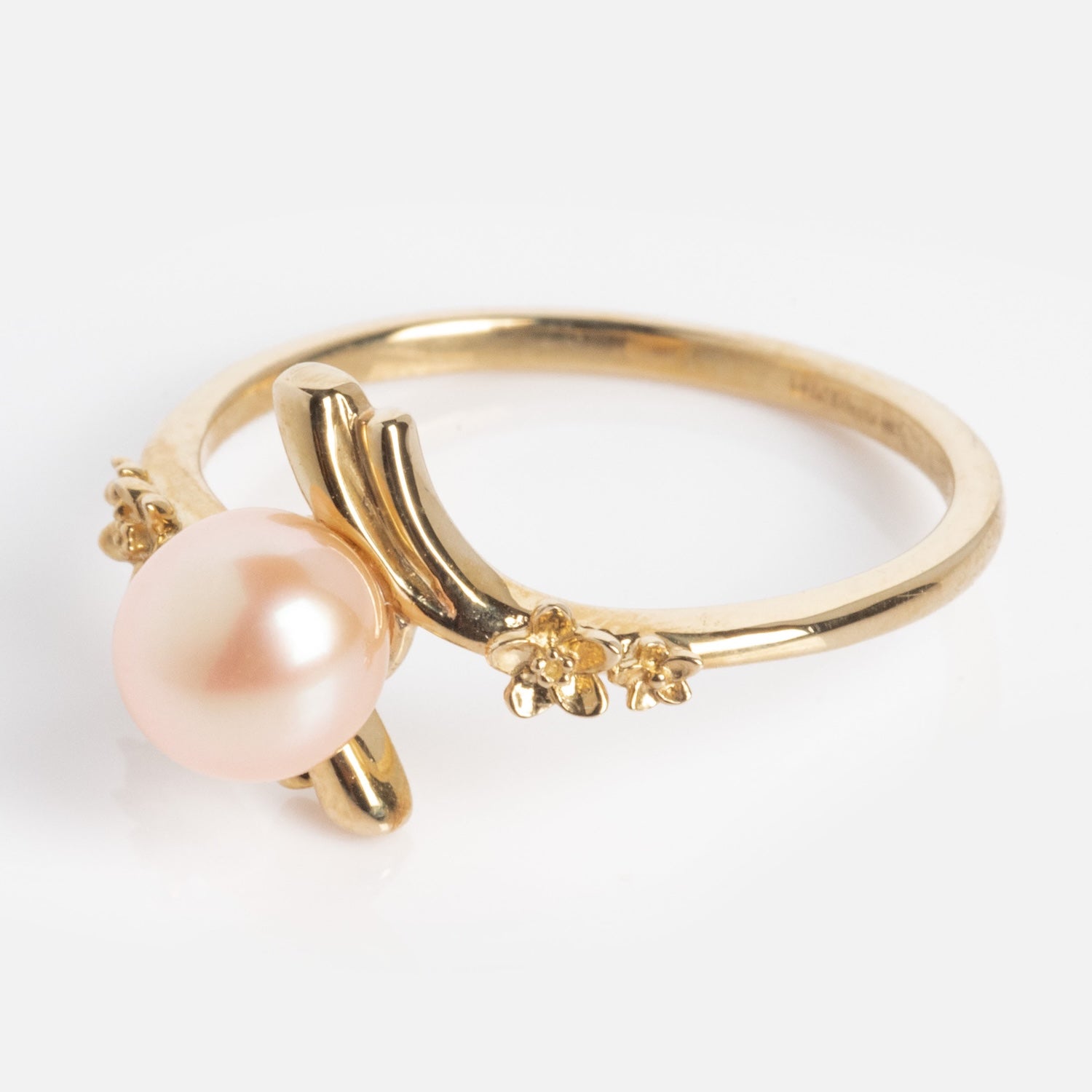 10k Forget Me Not Pink Pearl Bypass Ring-Koogrl