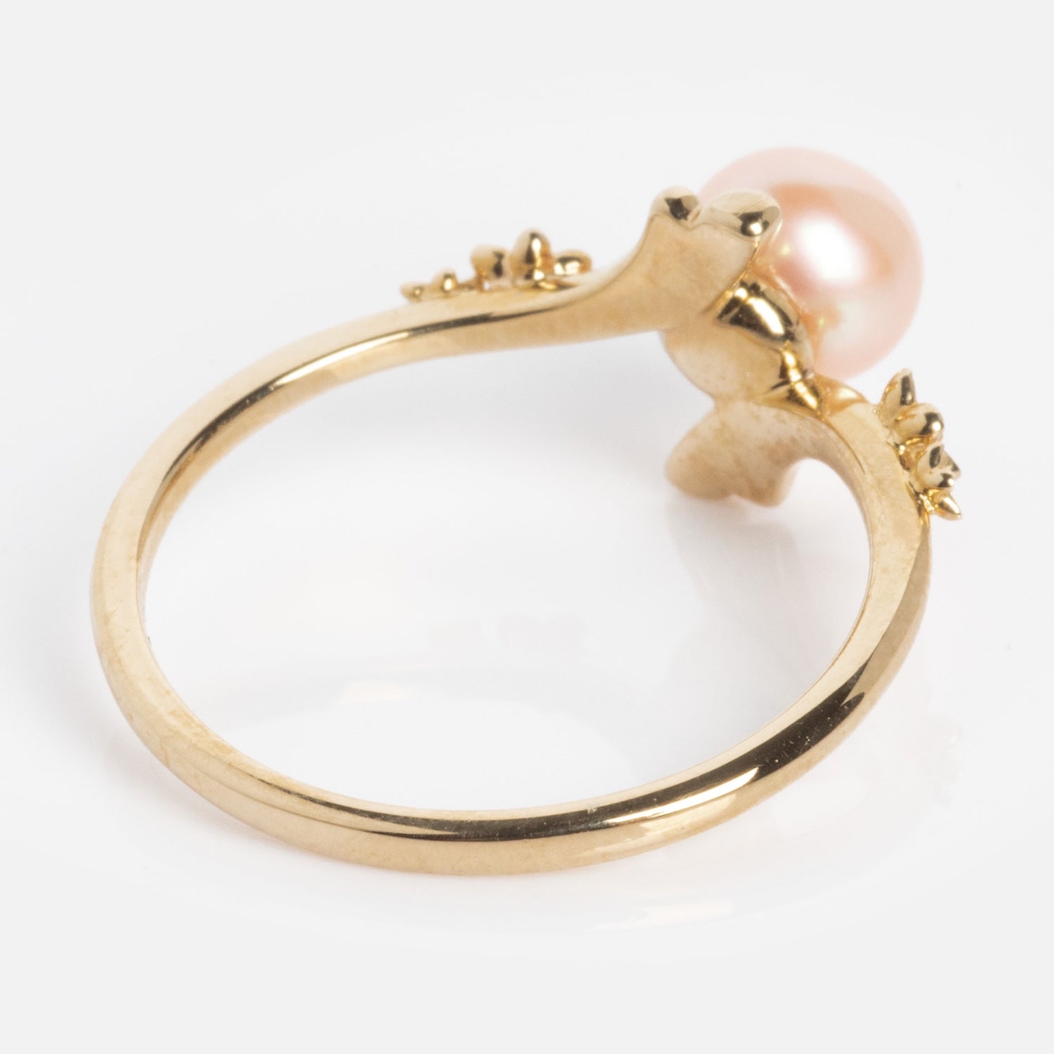 10k Forget Me Not Pink Pearl Bypass Ring-Koogrl