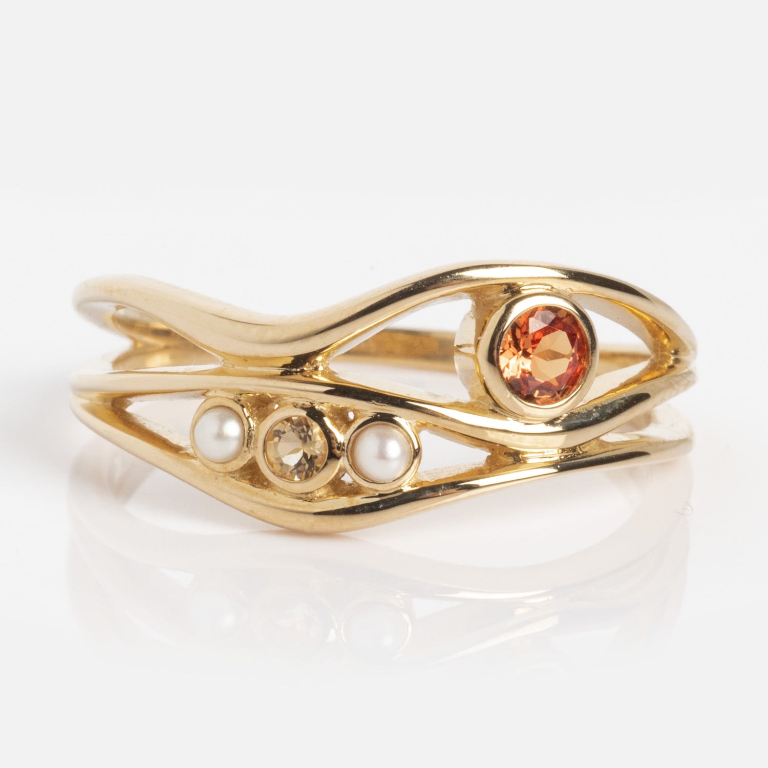 10k Orange Sapphire and Citrine Bayside Ring-Koogrl