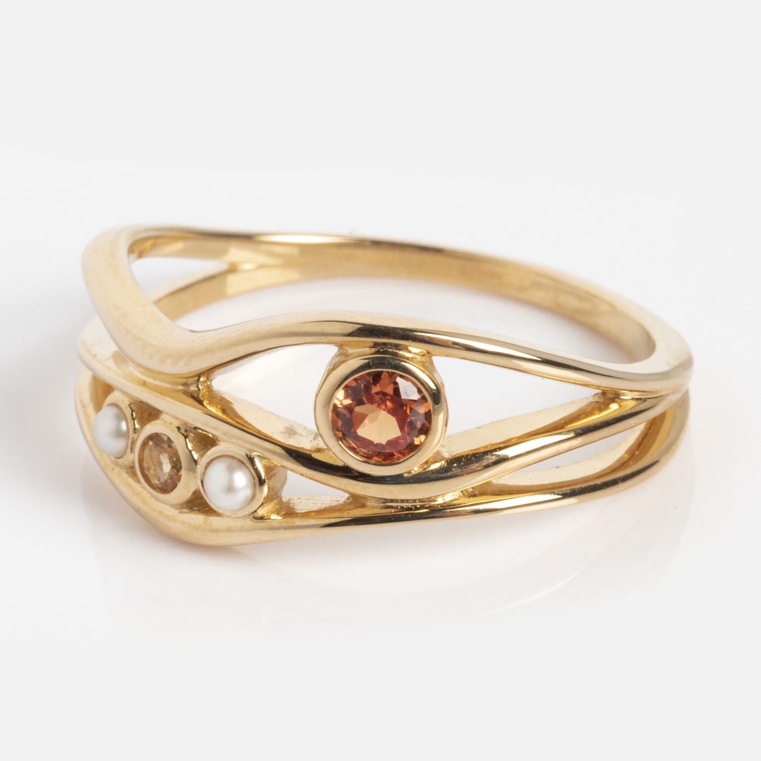 10k Orange Sapphire and Citrine Bayside Ring-Koogrl