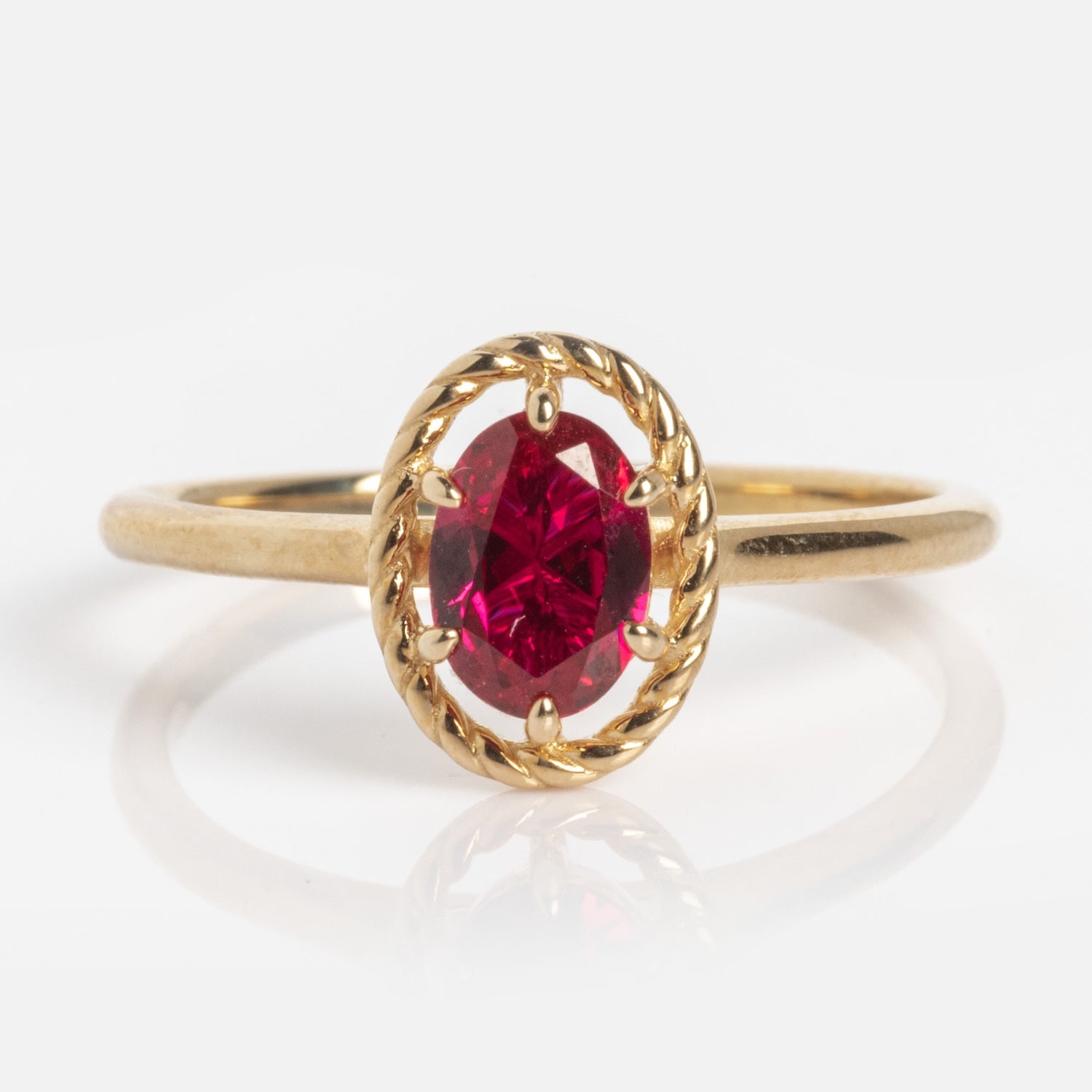 10k Lucky In Red Ruby Halo Ring-Koogrl