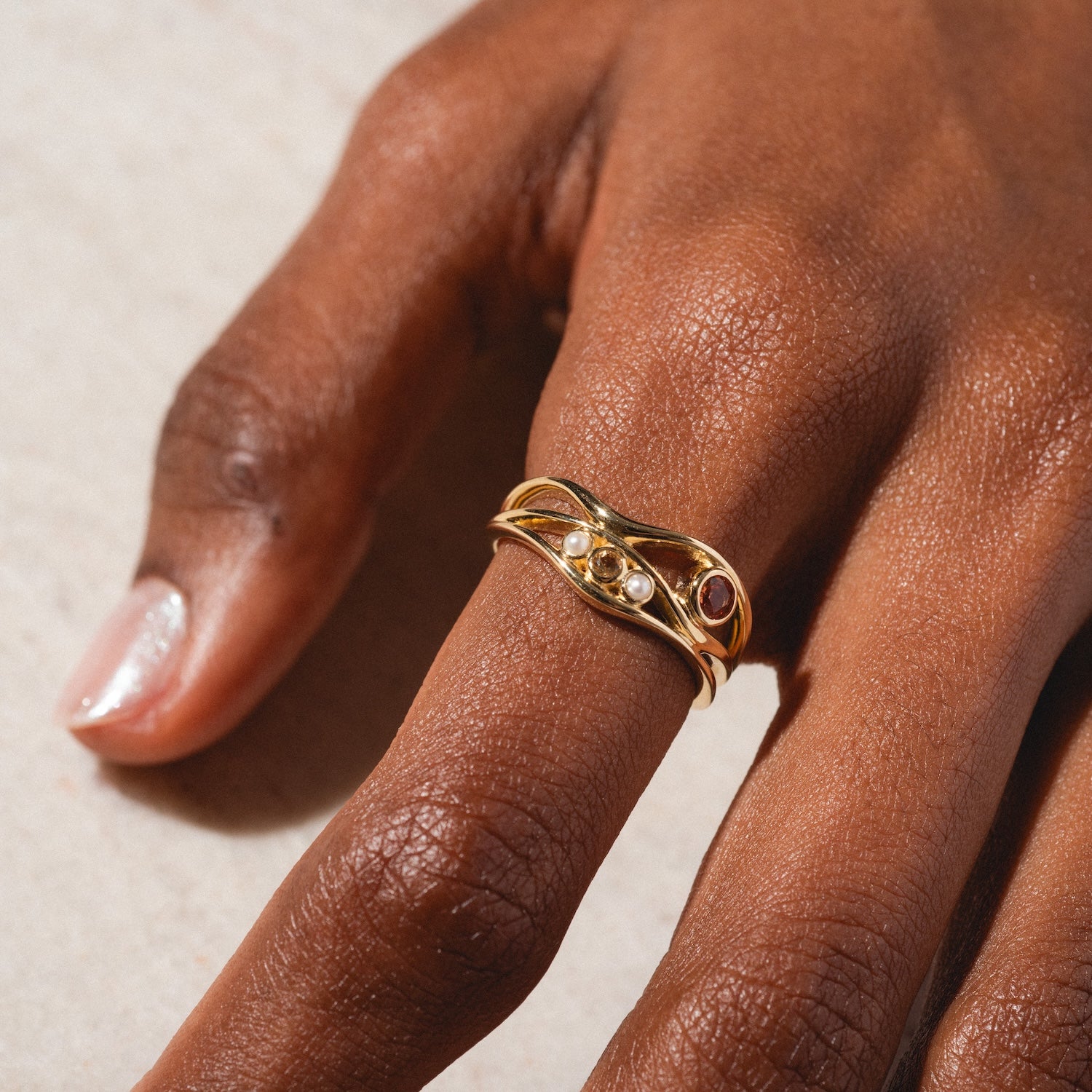 10k Orange Sapphire and Citrine Bayside Ring-Koogrl