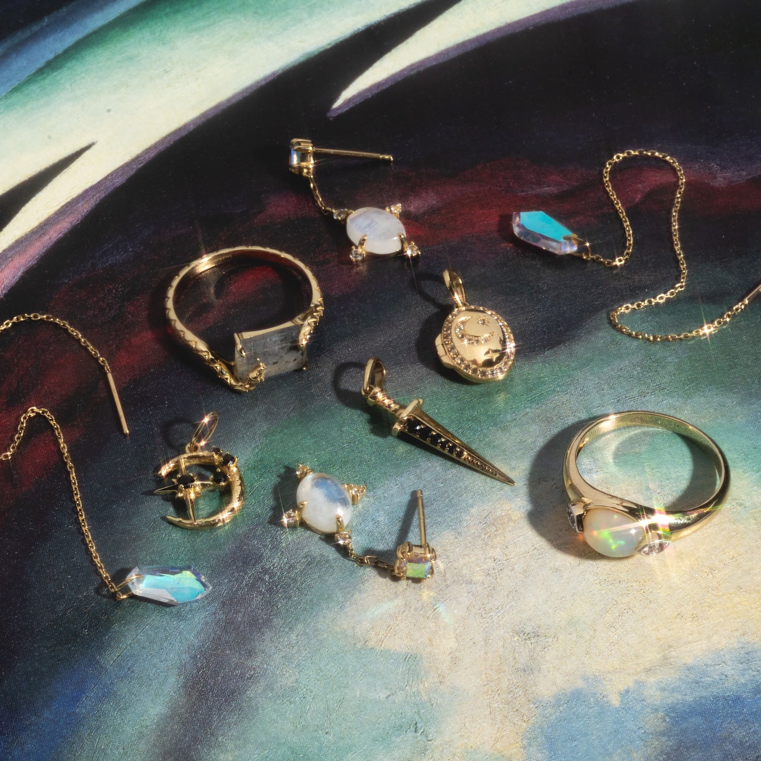 Solid Gold Labradorite Serpent Ring for Protection-Koogrl