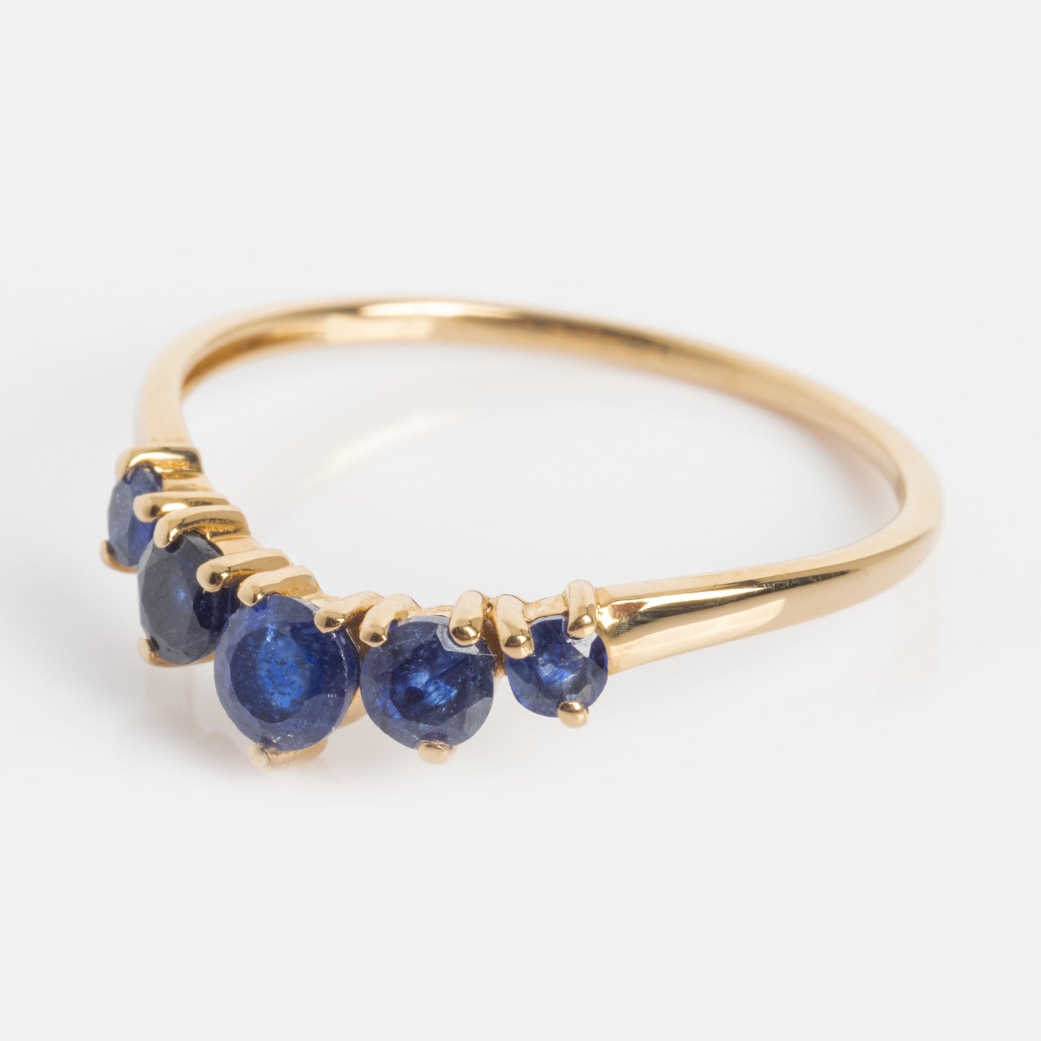 14k Blue Sapphire Arc Nesting Ring-Koogrl