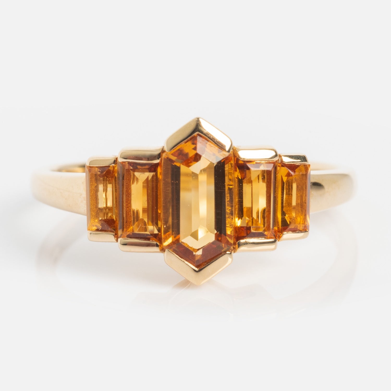 14k Graduated Citrine Deco Ring-Koogrl