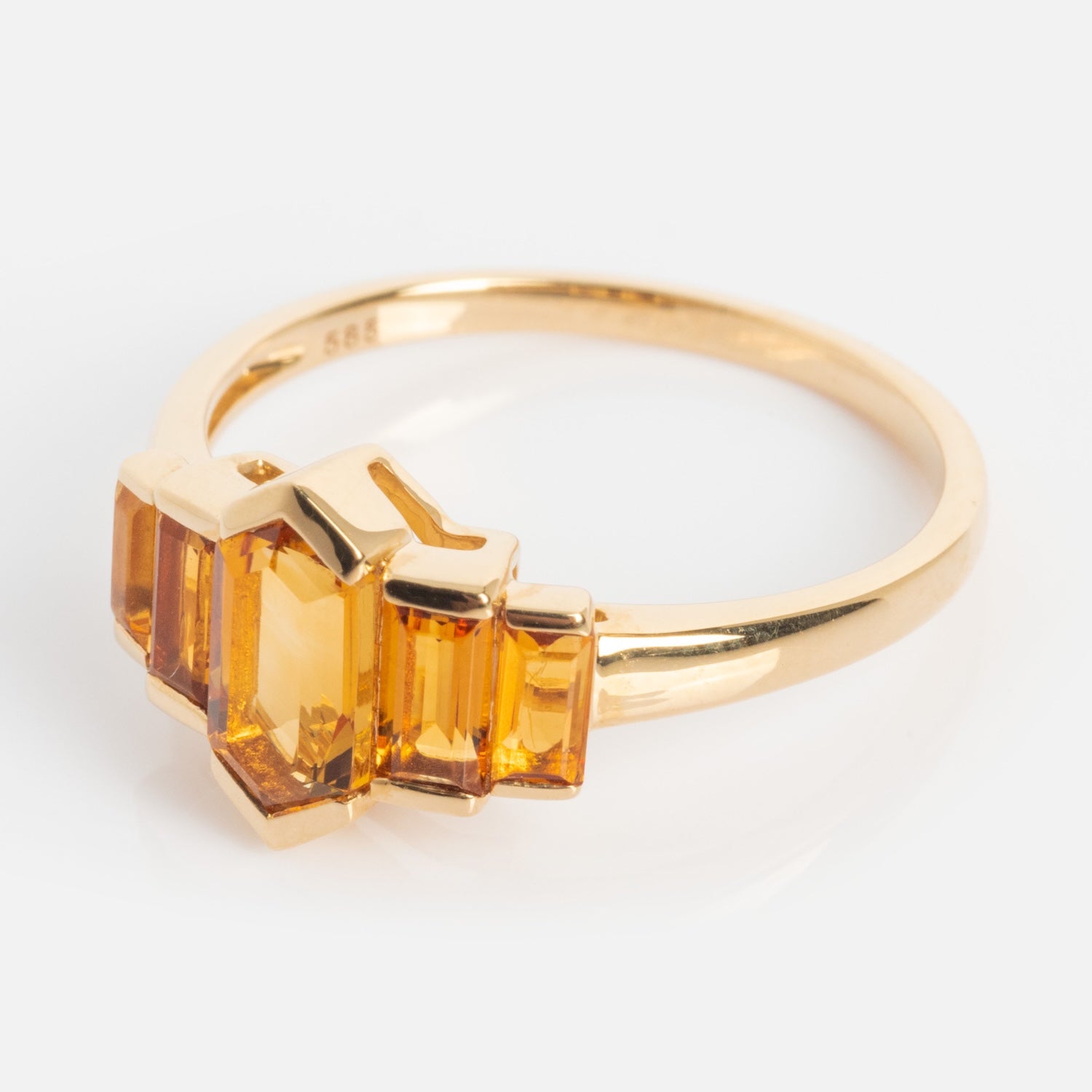 14k Graduated Citrine Deco Ring-Koogrl