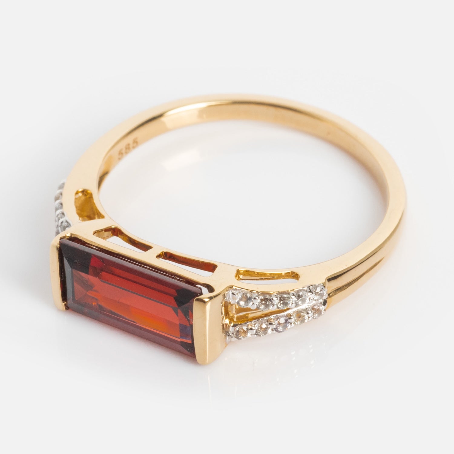 14k Gilded Garnet East West Baguette Ring-Koogrl