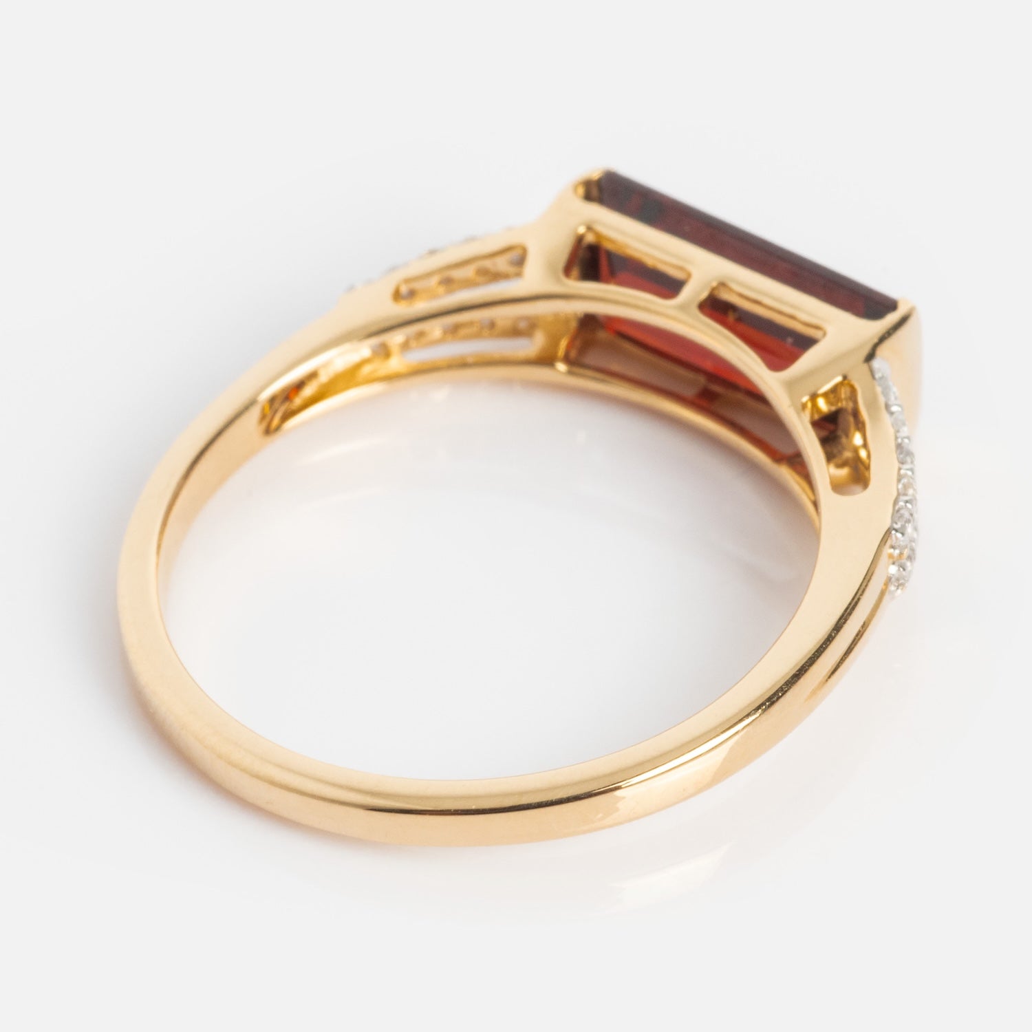 14k Gilded Garnet East West Baguette Ring-Koogrl