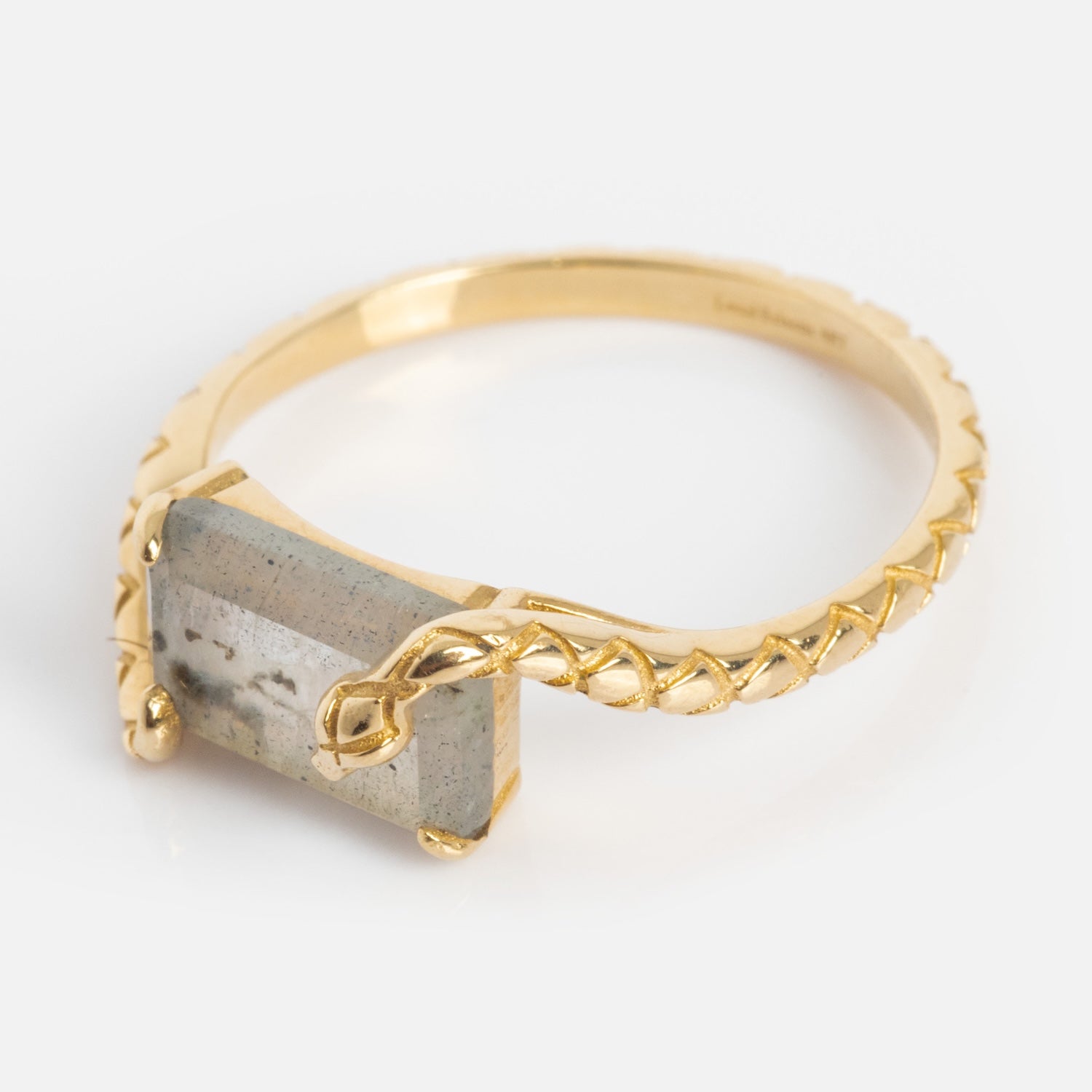 Solid Gold Labradorite Serpent Ring for Protection-Koogrl