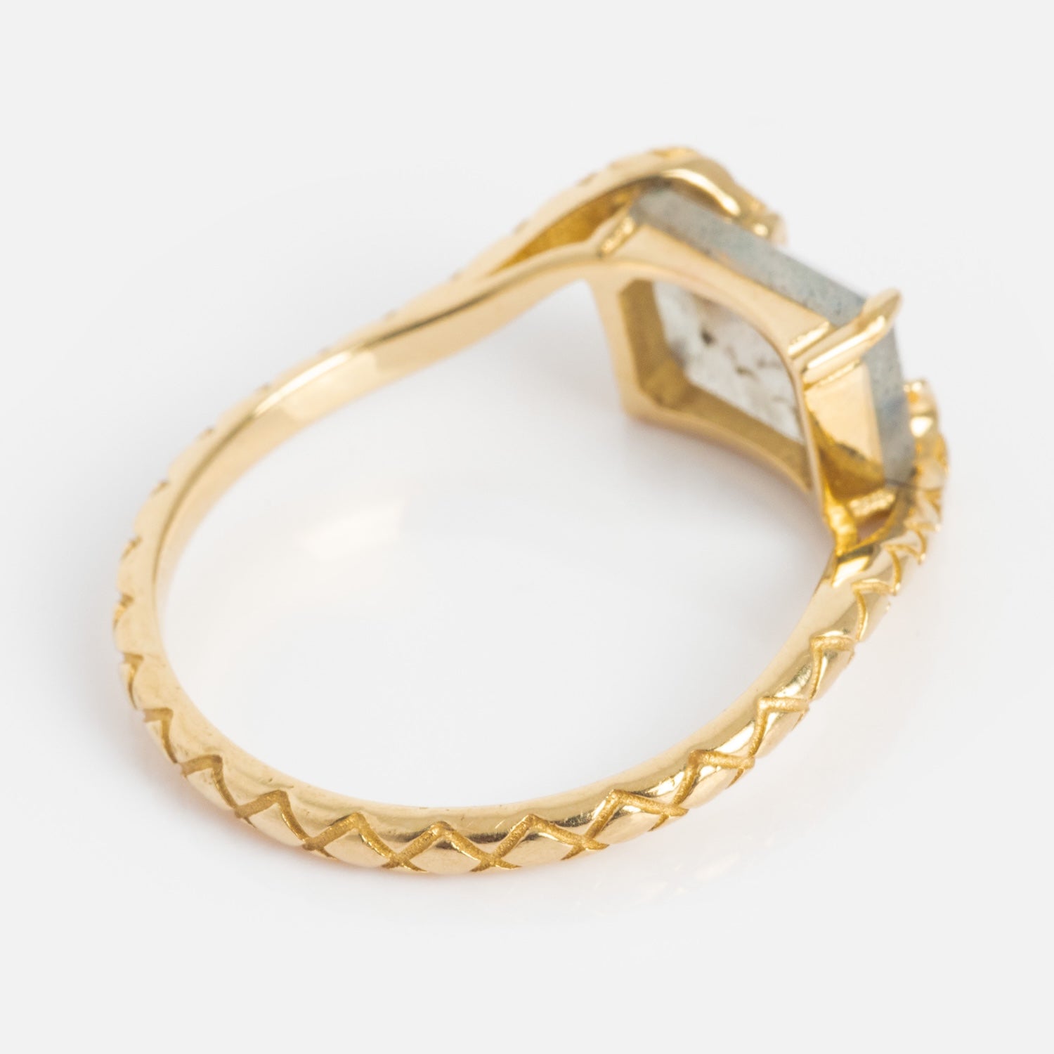 Solid Gold Labradorite Serpent Ring for Protection-Koogrl