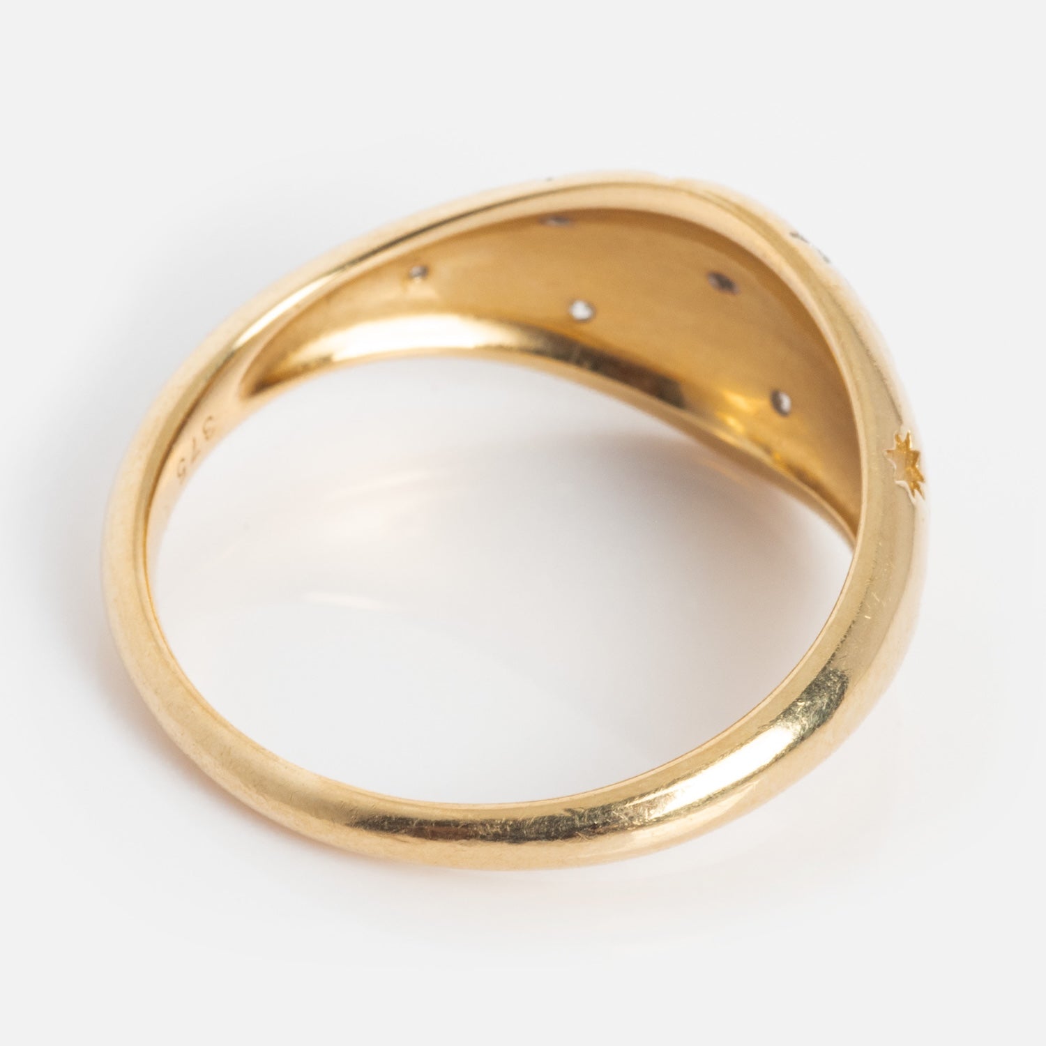 Solid Gold Star Crossed Dome Pinky Ring-Koogrl