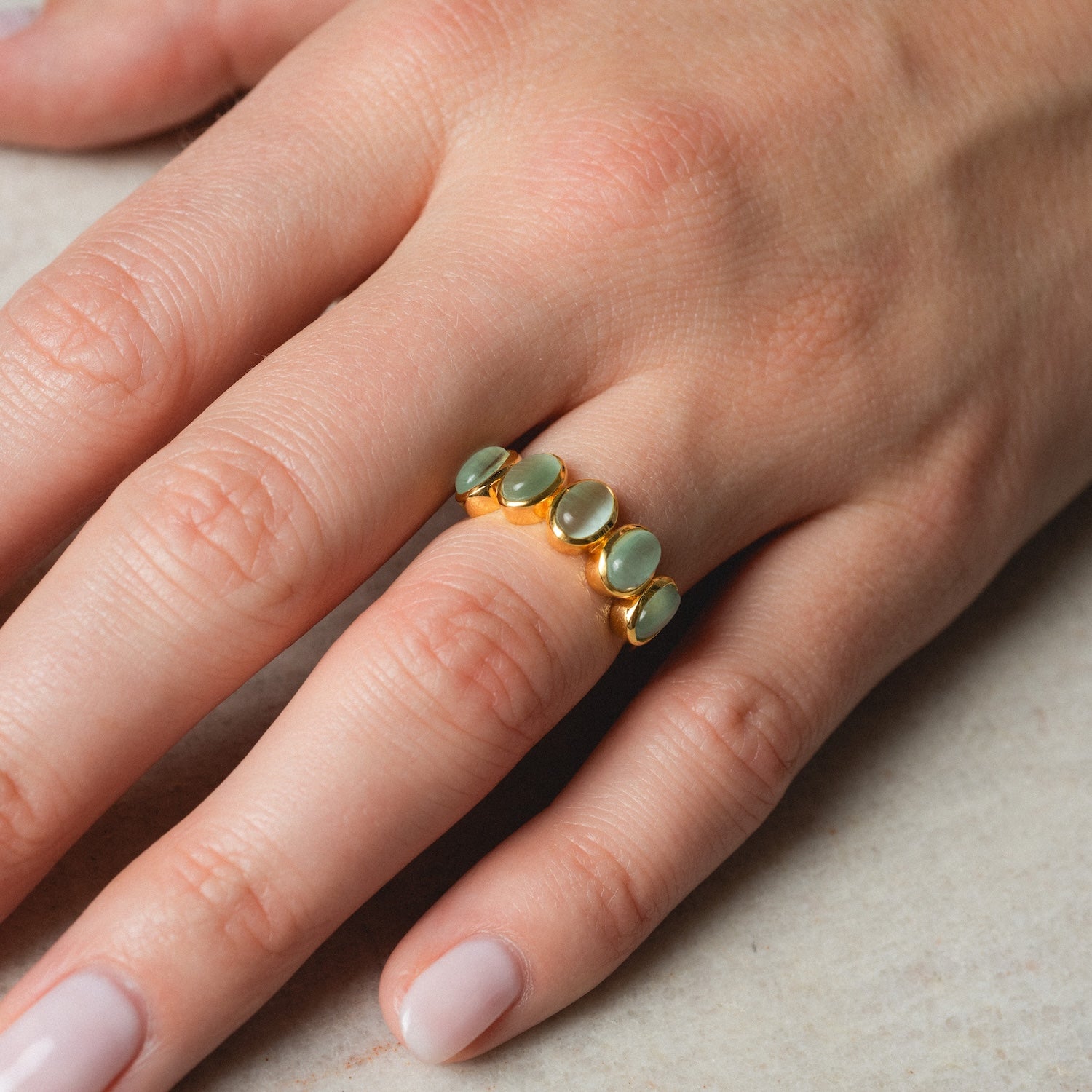 Sky Blue Cats Eye Flow Ring-Koogrl