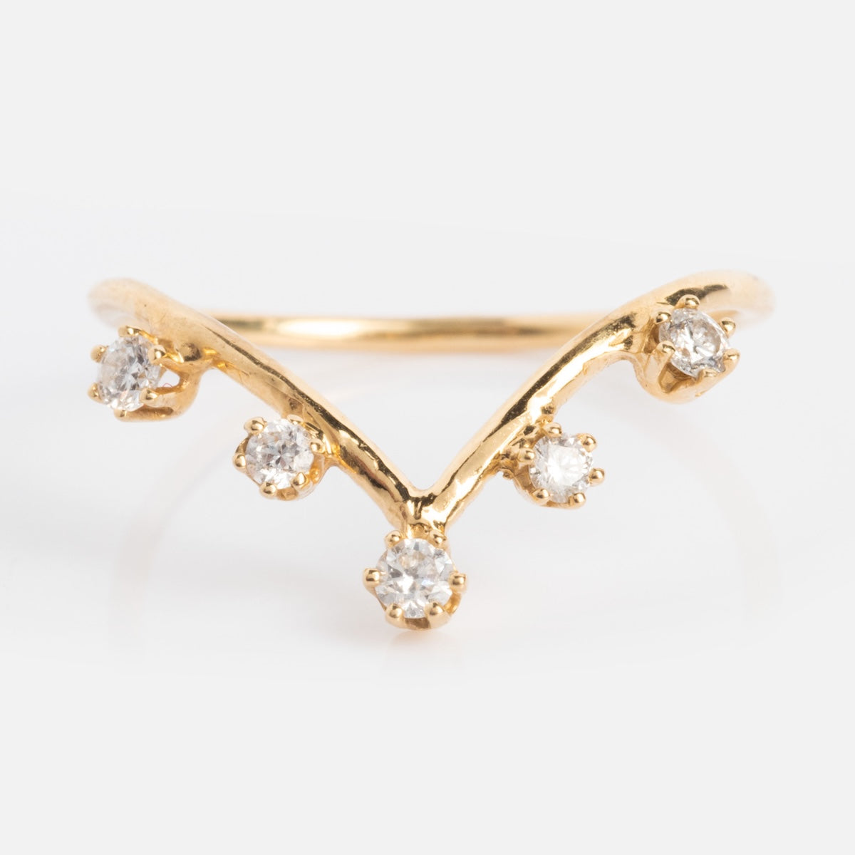 14k Diamond V Crown Ring-Koogrl