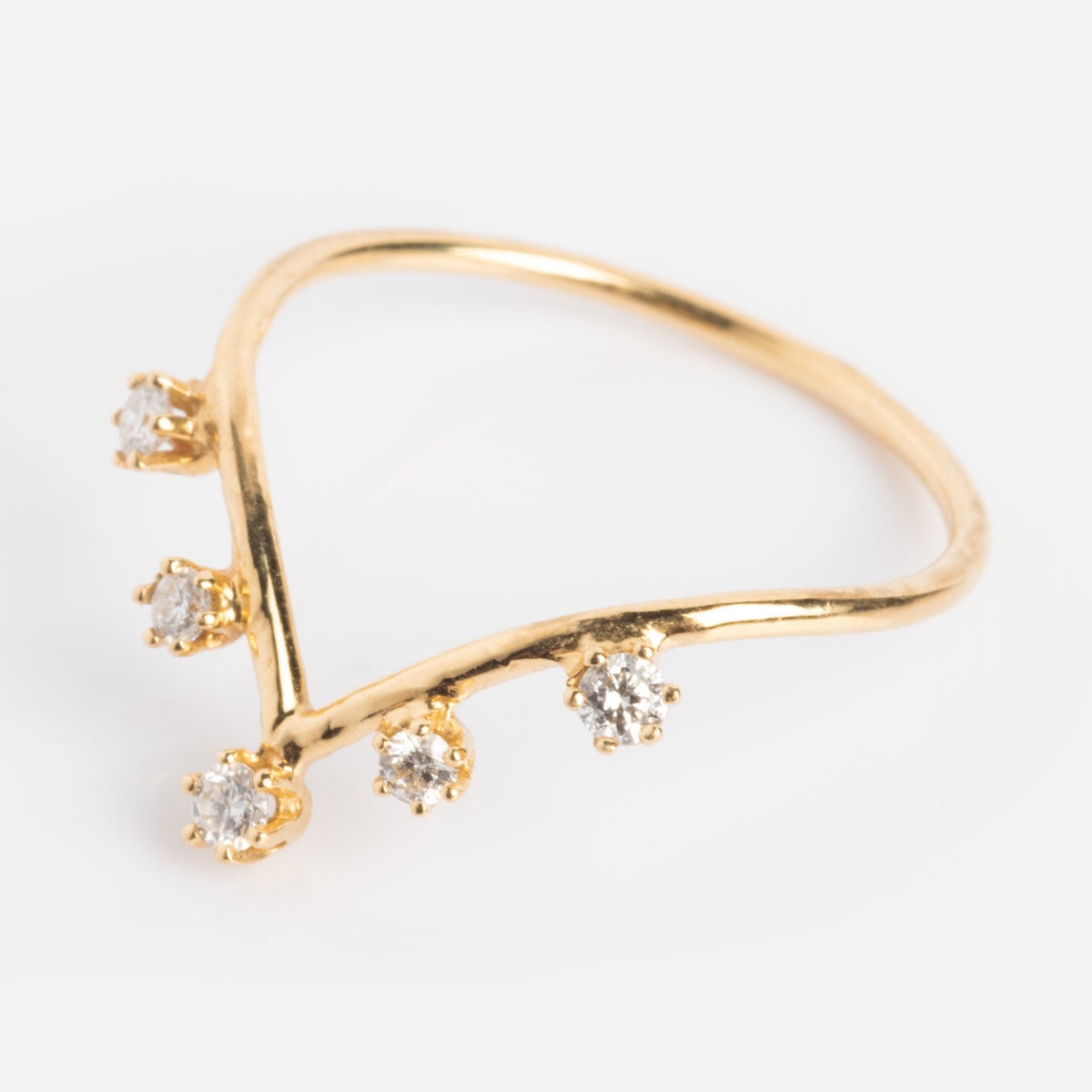 14k Diamond V Crown Ring-Koogrl