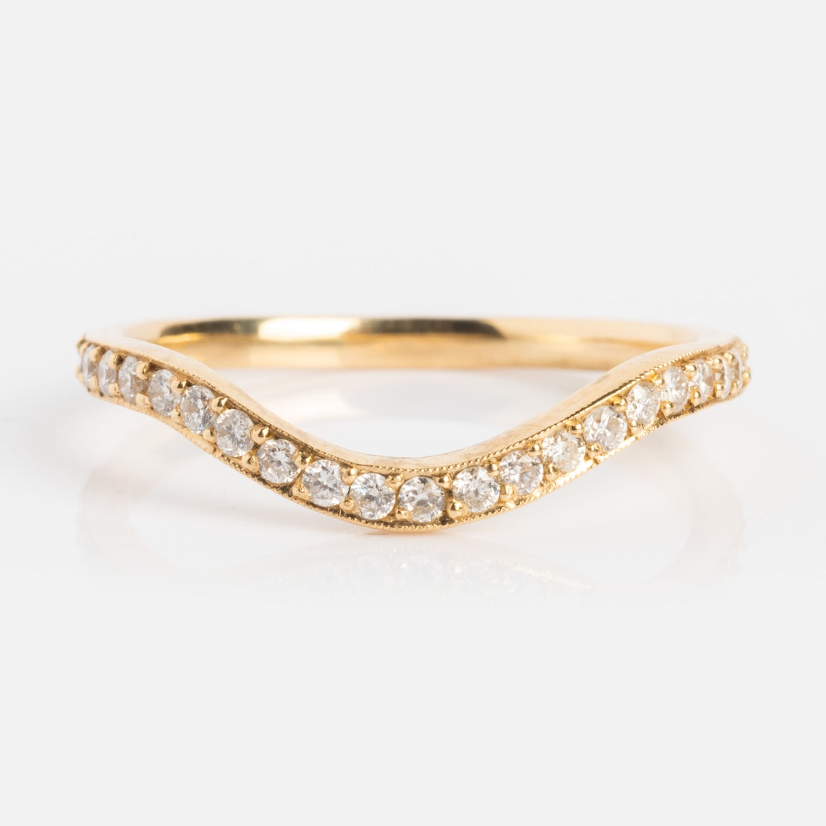 14k Low Tide Curved Band with Diamonds-Koogrl