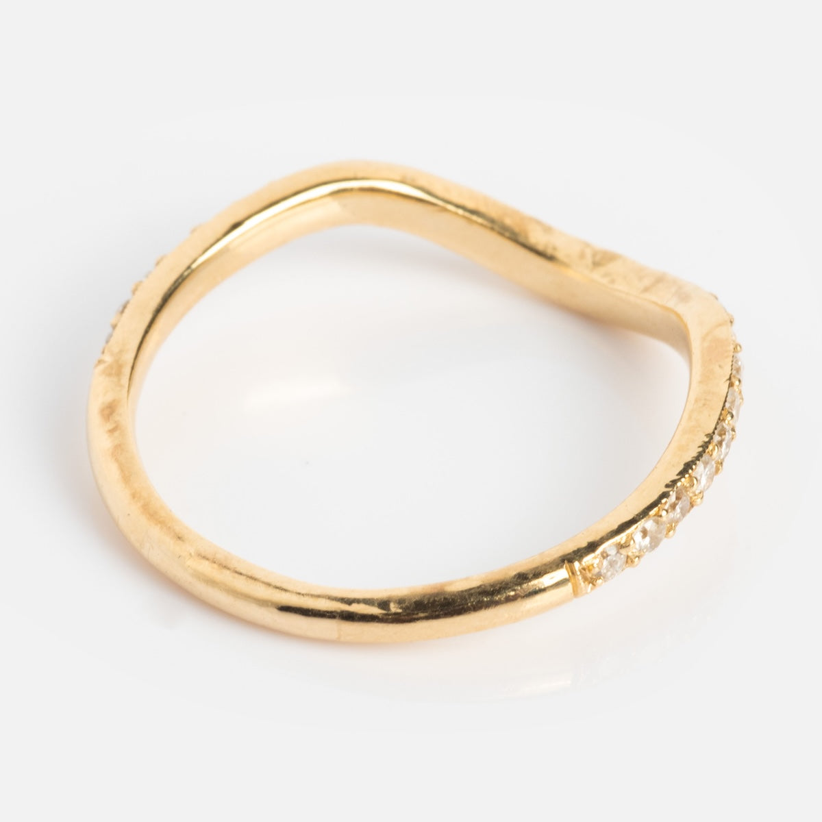 14k Low Tide Curved Band with Diamonds-Koogrl