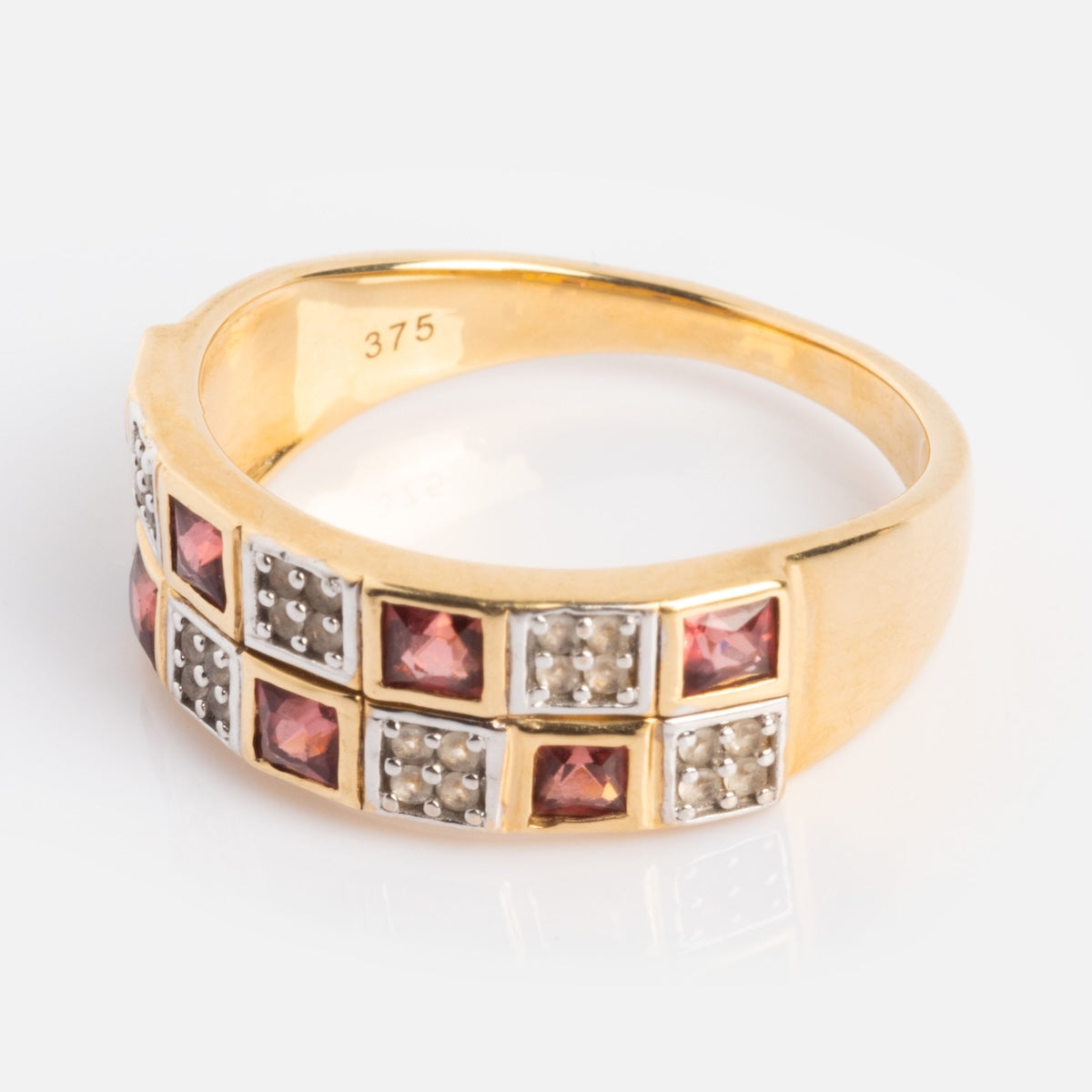 Solid Gold Garnet and Topaz Checkerboard Band-Koogrl