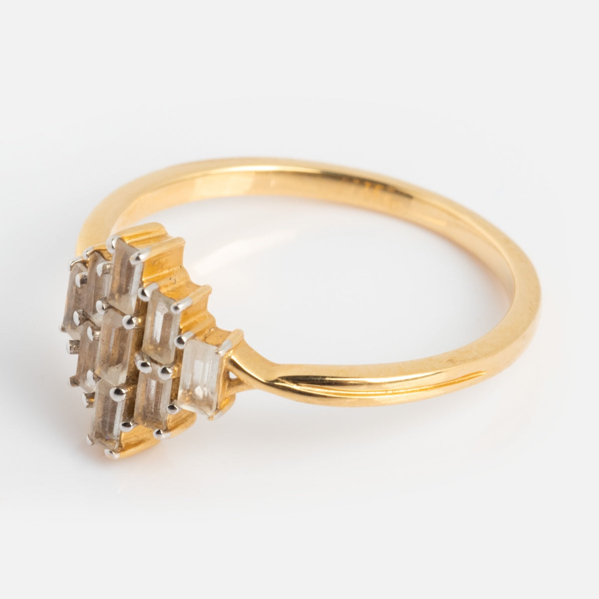 Solid Gold Vintage Inspired Baguette Shield Ring-Koogrl