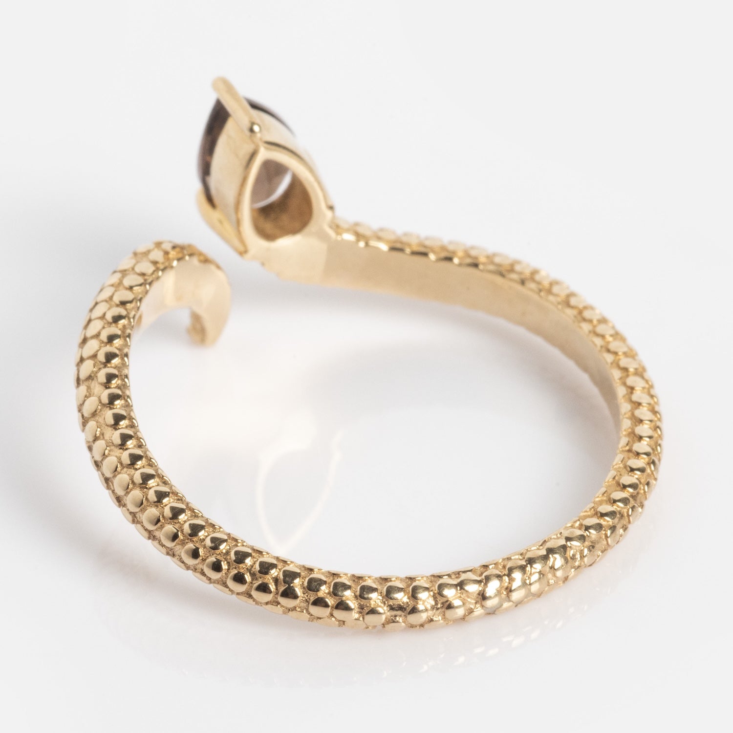 Solid Gold Smoky Quartz Snake Ring for Transformation-Koogrl