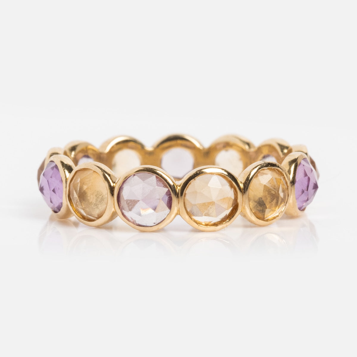Solid Gold Sunrise Citrine and Alexandrite Band Last Chance Sizes-Koogrl