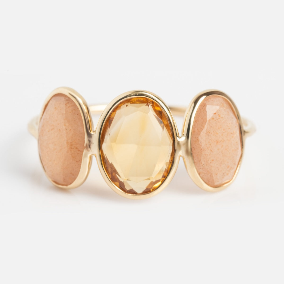 Solid Gold Morning Light Citrine and Sunstone Ring-Koogrl