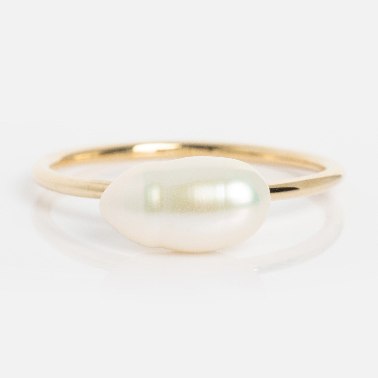 Solid Gold Organic Pearl Solitaire Ring Last Chance Sizes-Koogrl