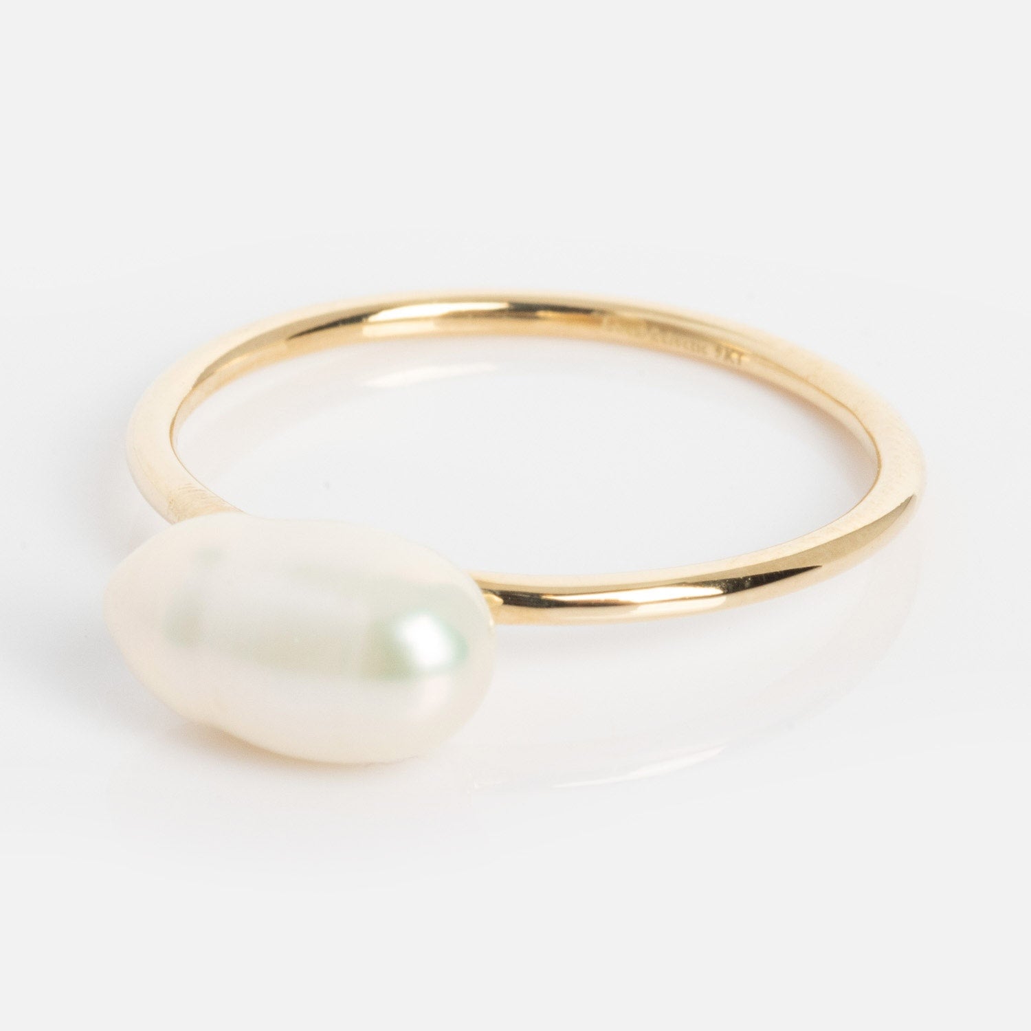 Solid Gold Organic Pearl Solitaire Ring-Koogrl