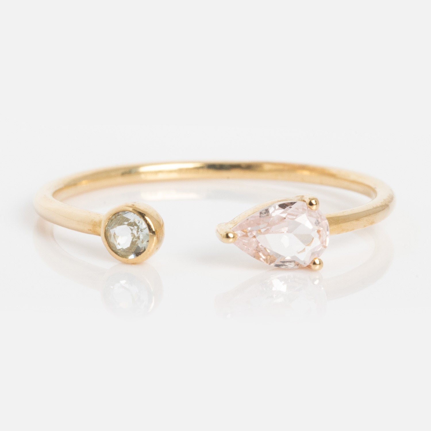 Solid Gold Sapphire and Aquamarine Open Front Ring-Koogrl