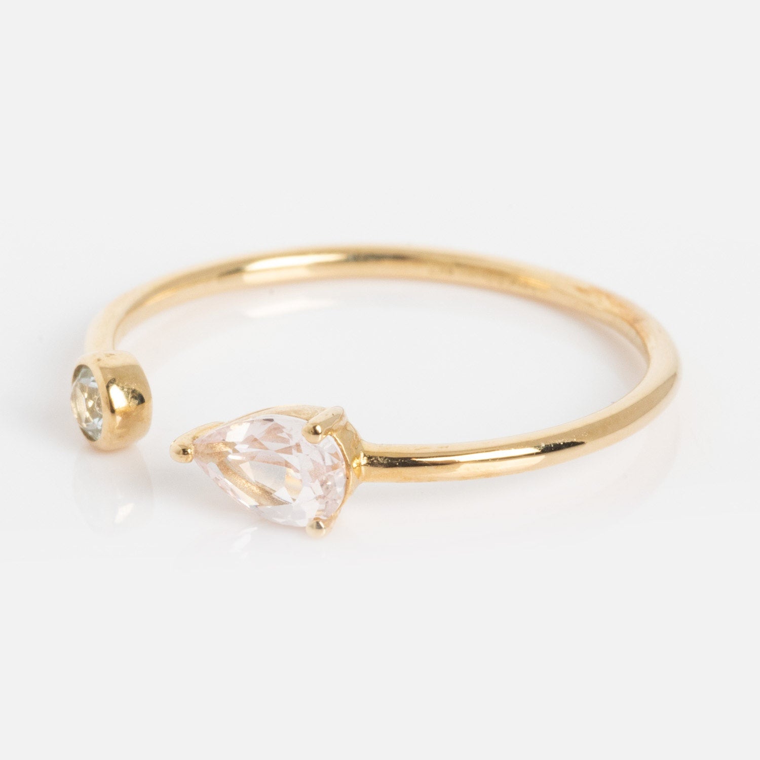 Solid Gold Sapphire and Aquamarine Open Front Ring-Koogrl