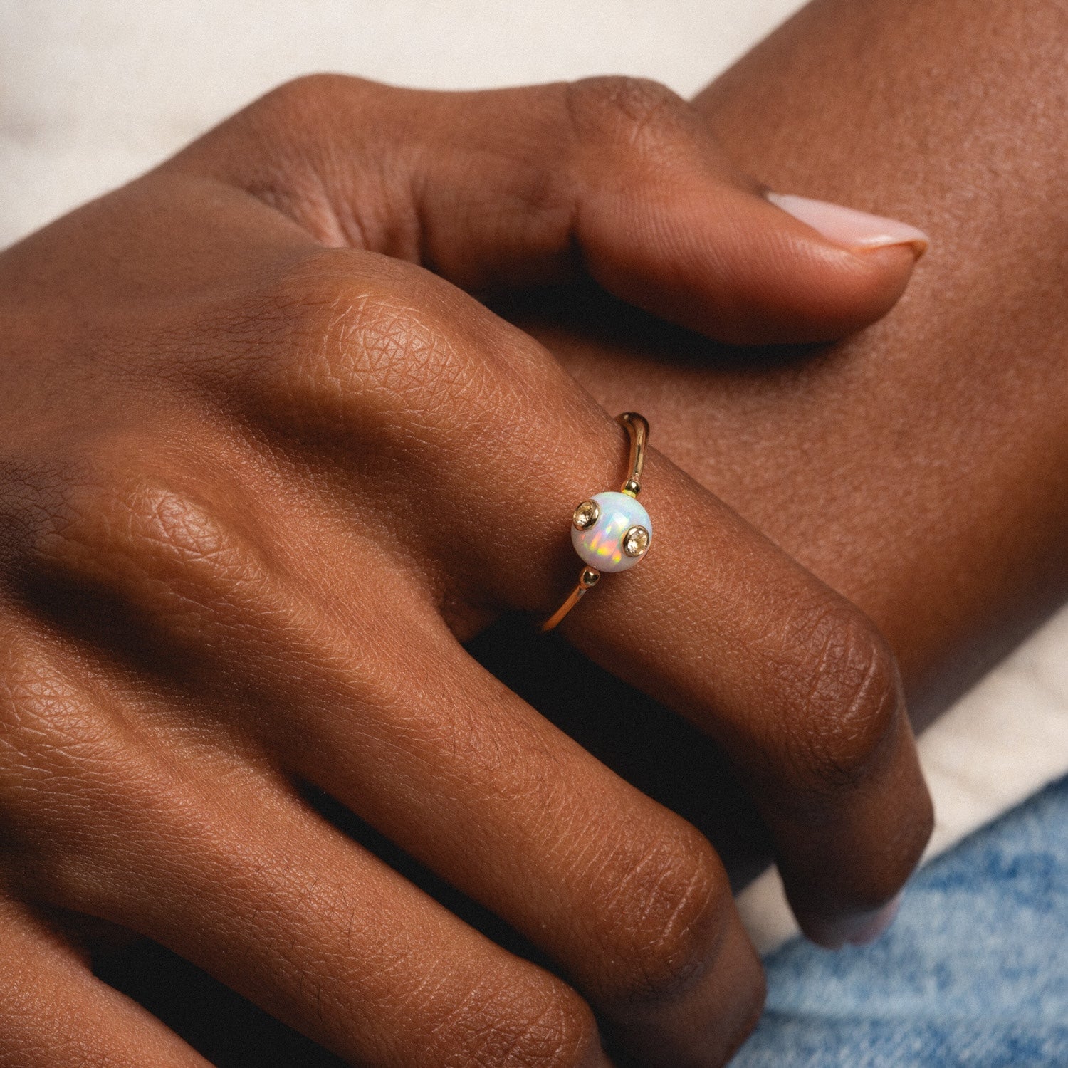 Solid Gold Gem Drop Opal Spinner Ring Last Chance Sizes-Koogrl