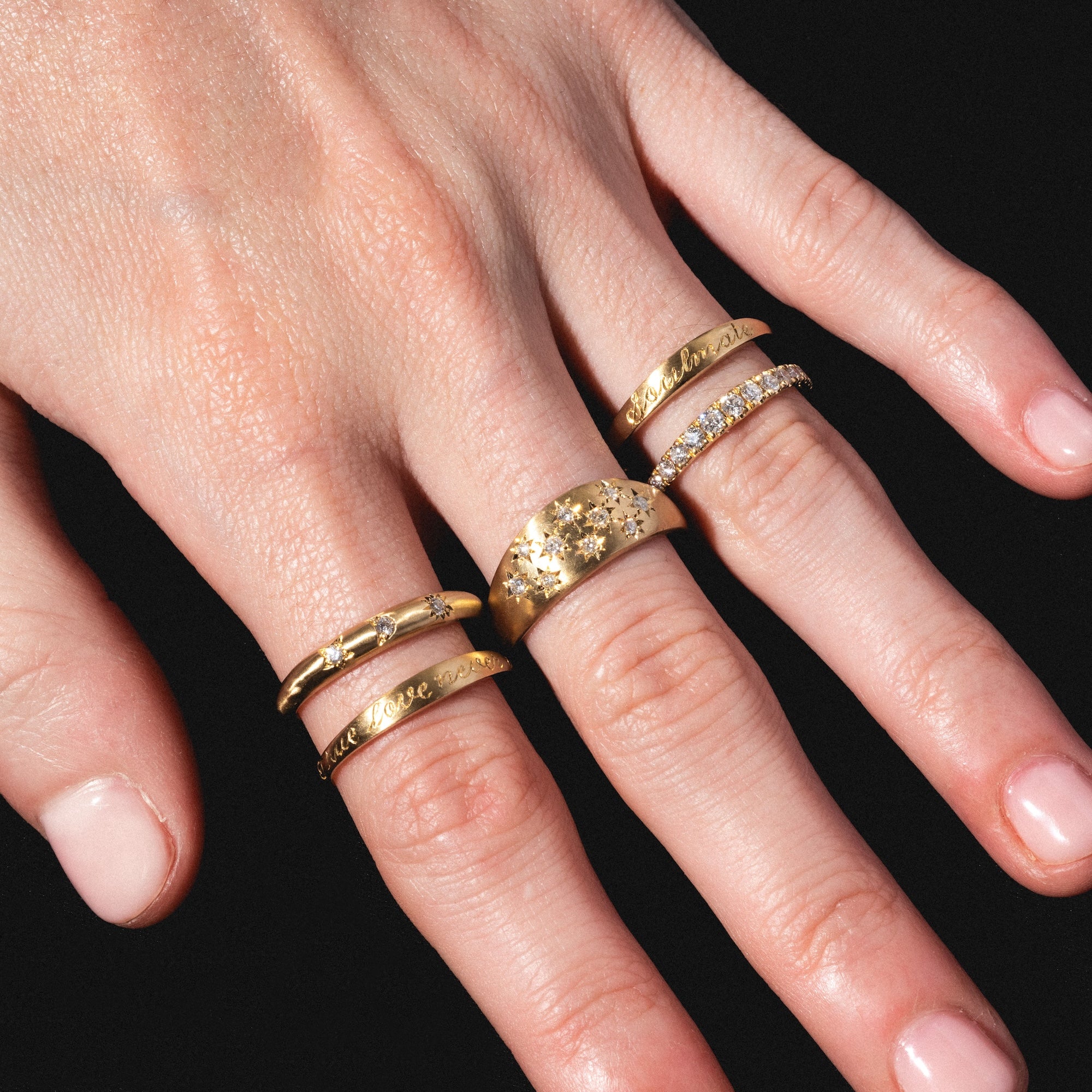 14k You are my Sun Moon and Star Diamond Band-Koogrl