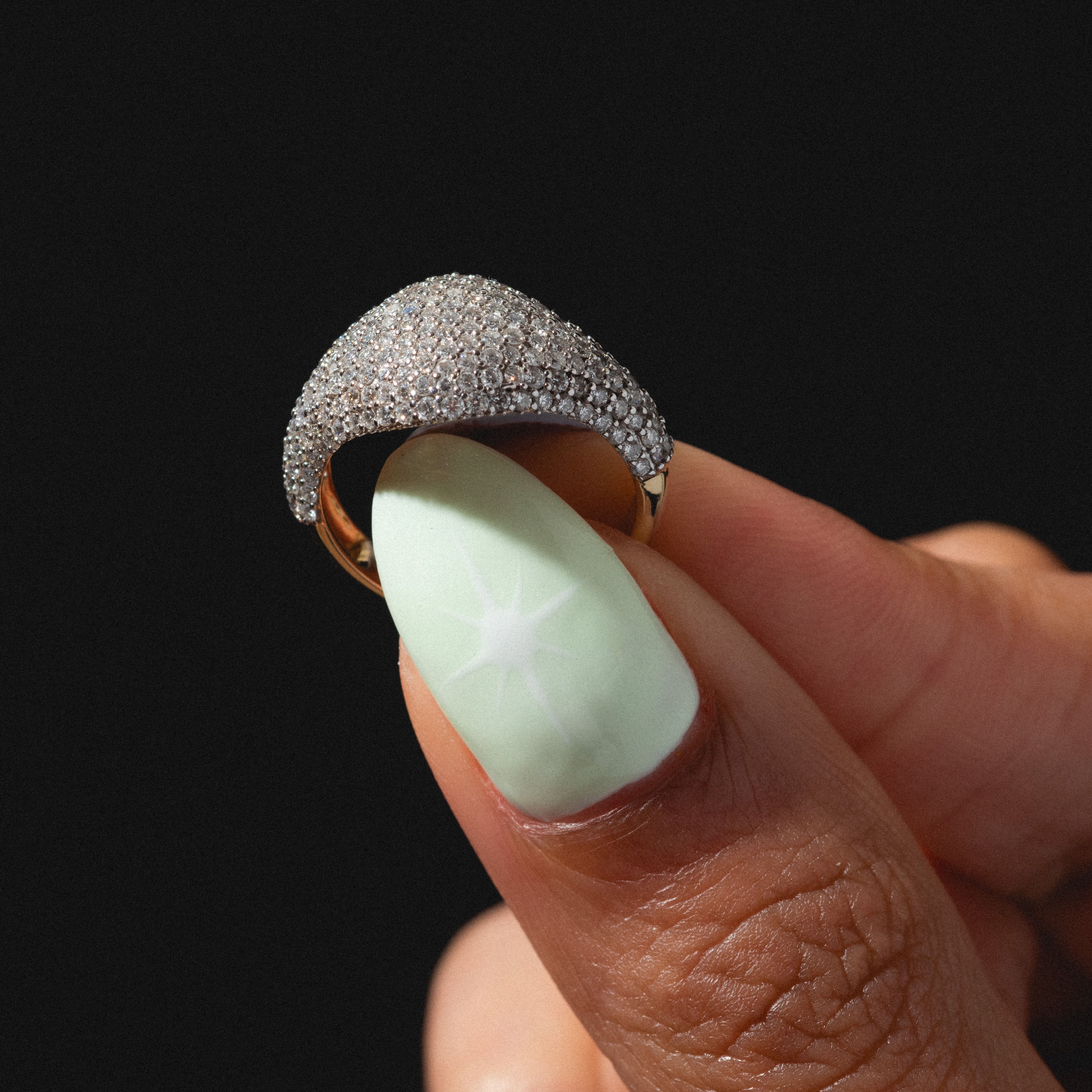 14k Solid Gold Pave Diamond Signet Ring-Koogrl