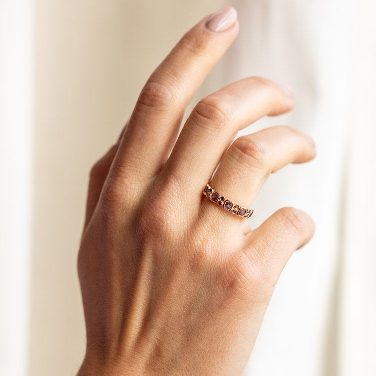 9kt Rose Gold Alexandrite & Black Diamond Juniper Ring-Koogrl