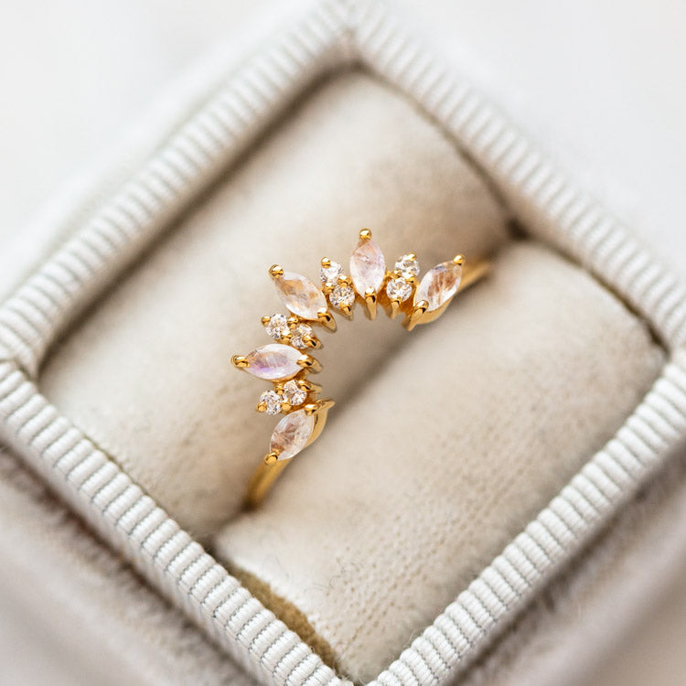 Rainbow Moonstone Sunrise Arc Ring-Koogrl