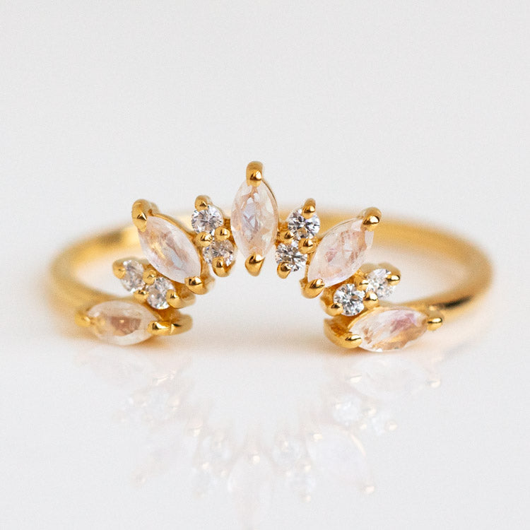 Rainbow Moonstone Sunrise Arc Ring-Koogrl