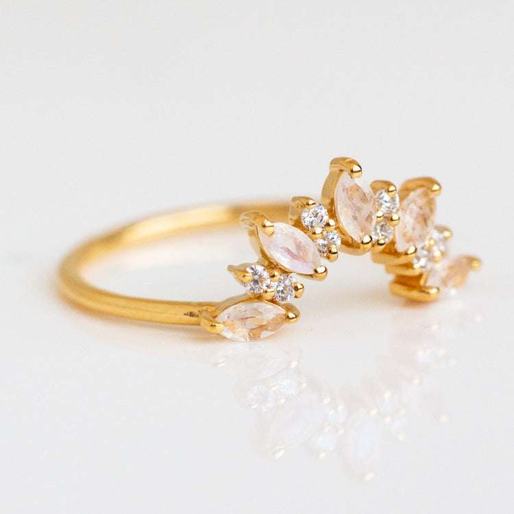 Rainbow Moonstone Sunrise Arc Ring-Koogrl