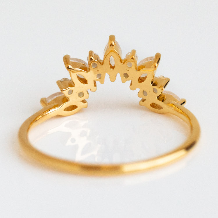 Rainbow Moonstone Sunrise Arc Ring-Koogrl