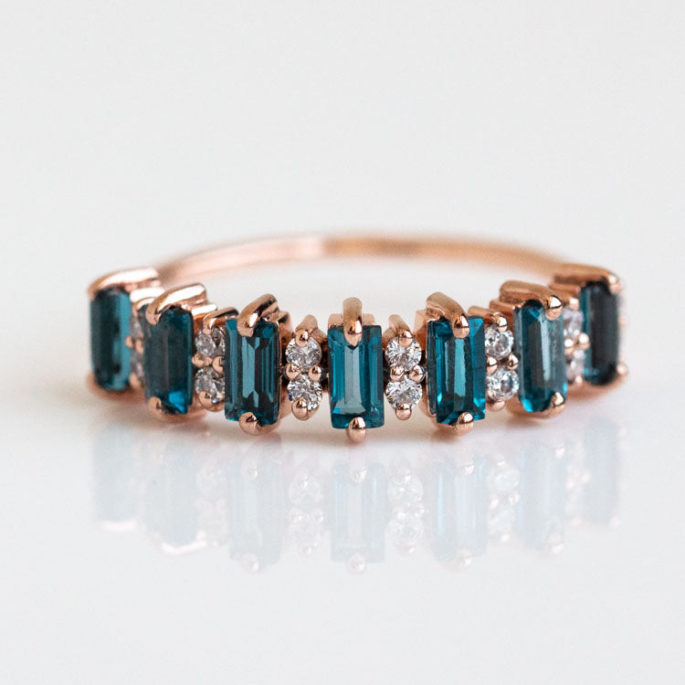 Rose Gold London Blue Topaz Canary Ring-Koogrl