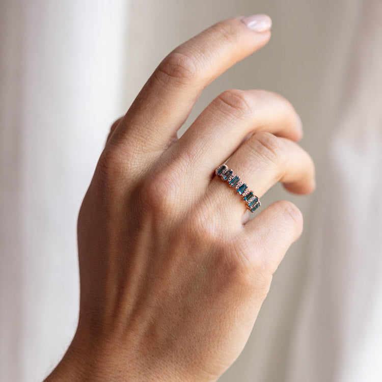 Rose Gold London Blue Topaz Canary Ring-Koogrl