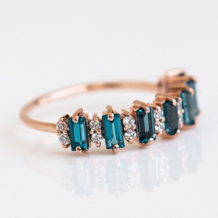 Rose Gold London Blue Topaz Canary Ring-Koogrl