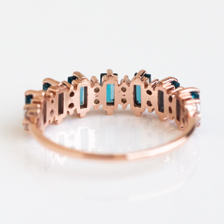 Rose Gold London Blue Topaz Canary Ring-Koogrl