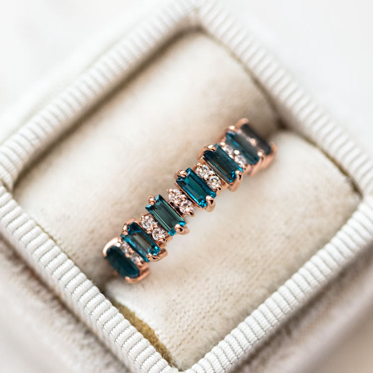 Rose Gold London Blue Topaz Canary Ring-Koogrl