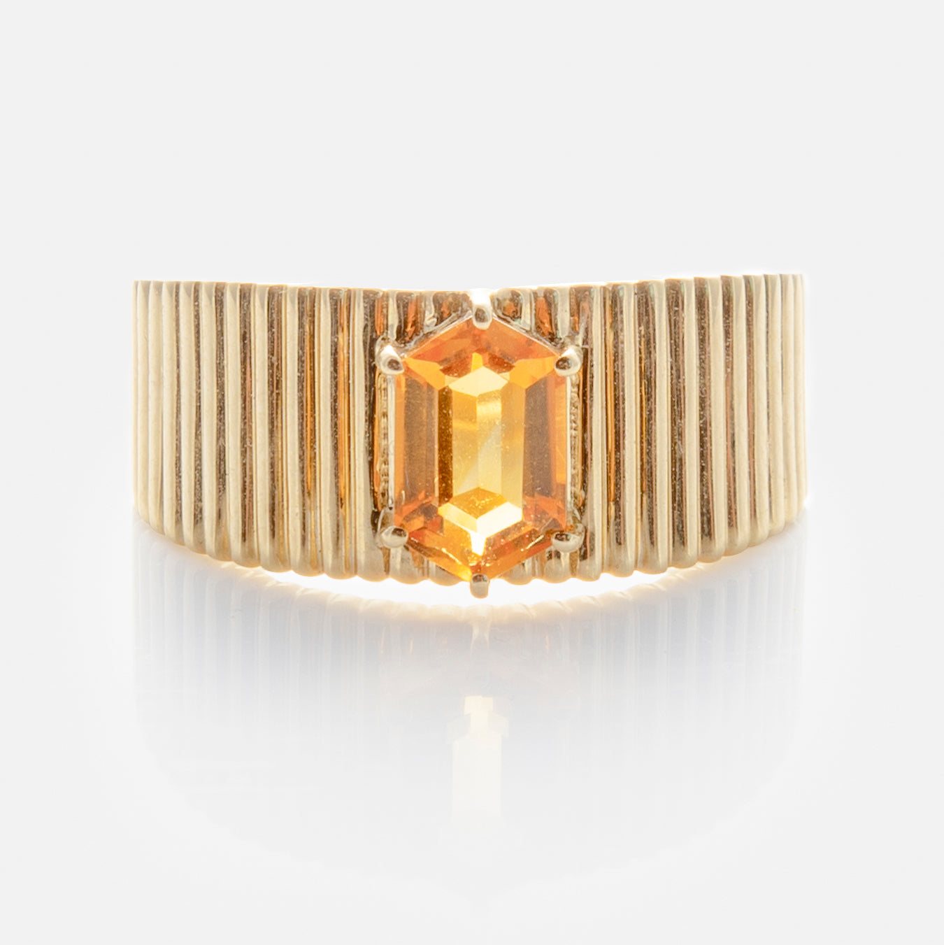 Solid Gold Citrine Bold Fluted Cigar Band-Koogrl