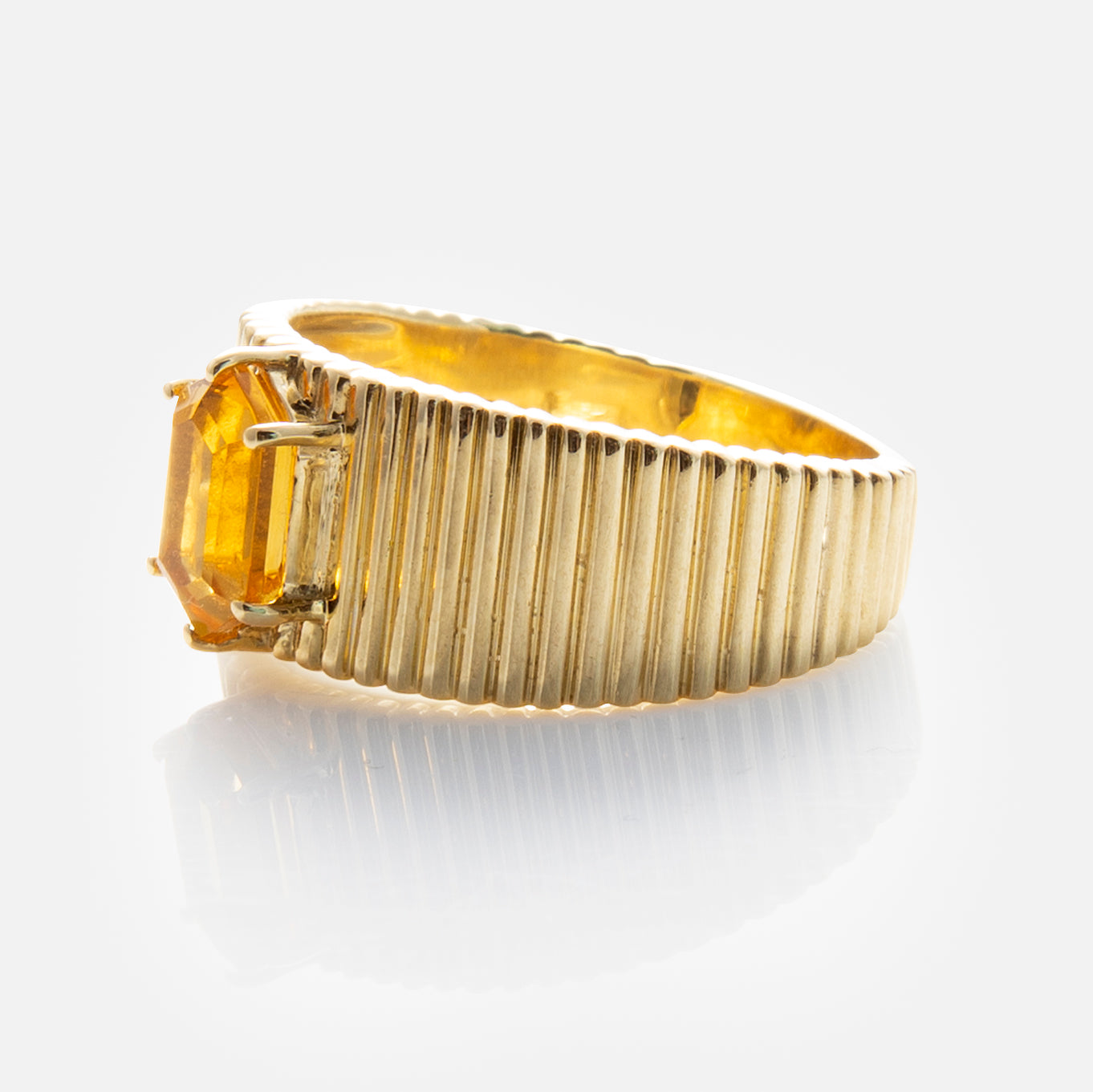Solid Gold Citrine Bold Fluted Cigar Band-Koogrl