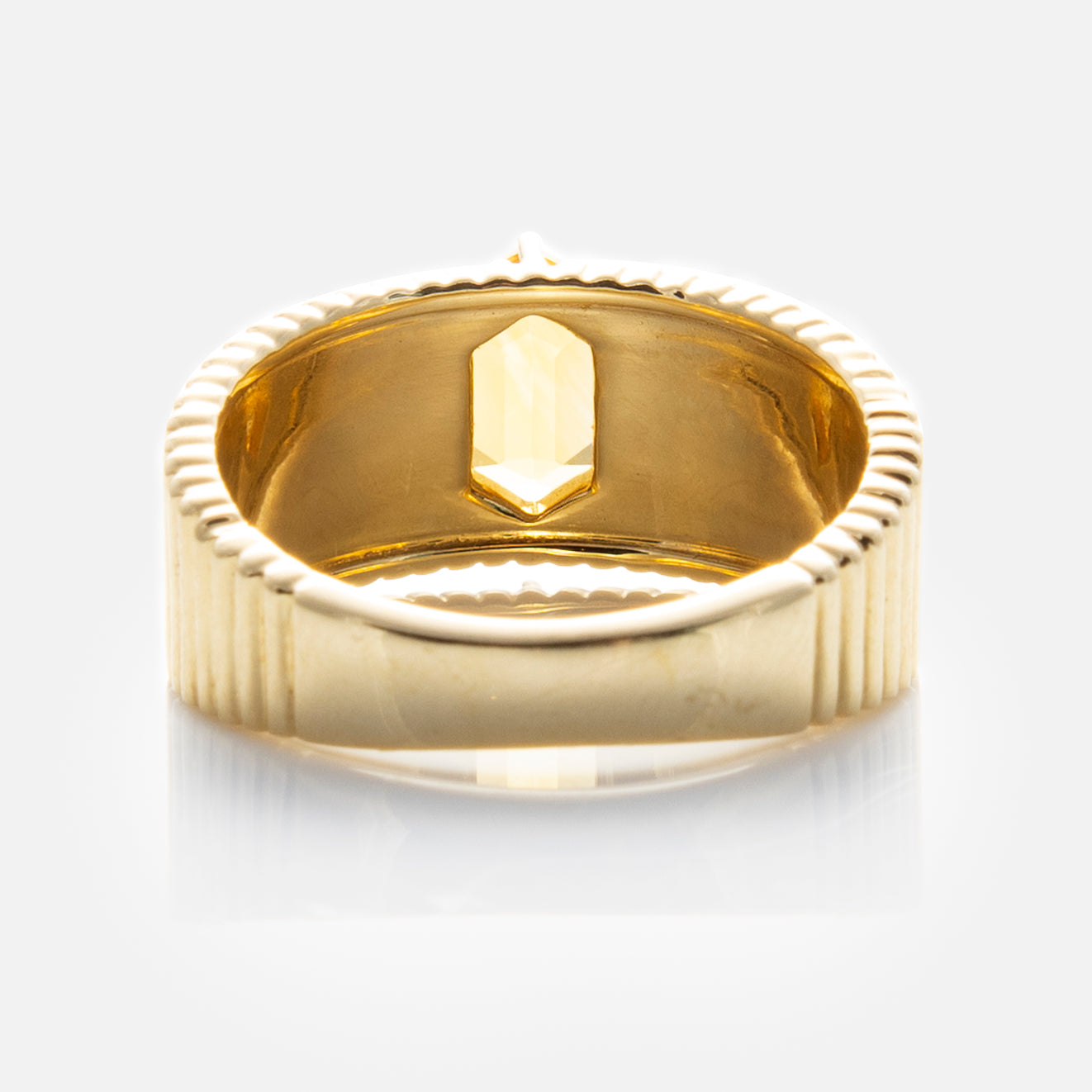Solid Gold Citrine Bold Fluted Cigar Band-Koogrl